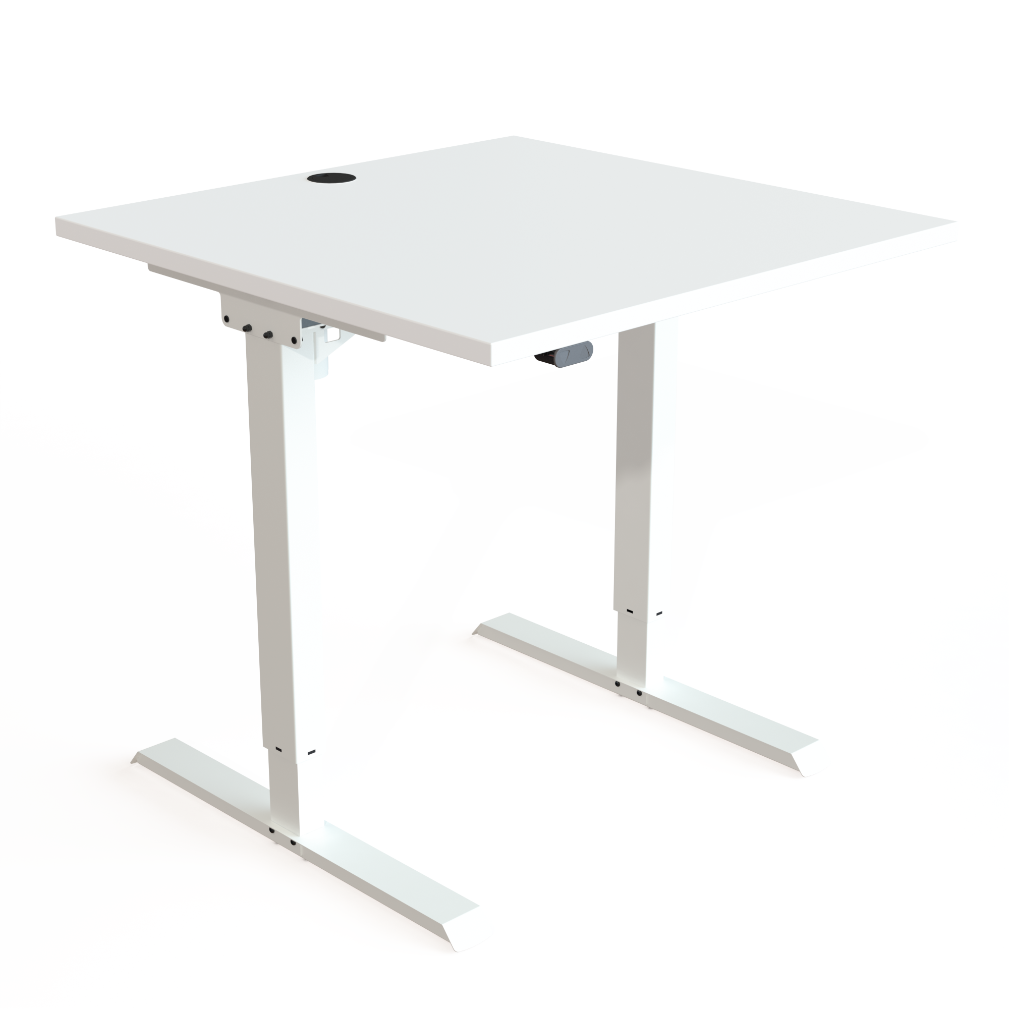Hæve-/sænkebord | 80x80 cm | Hvid med hvidt stel