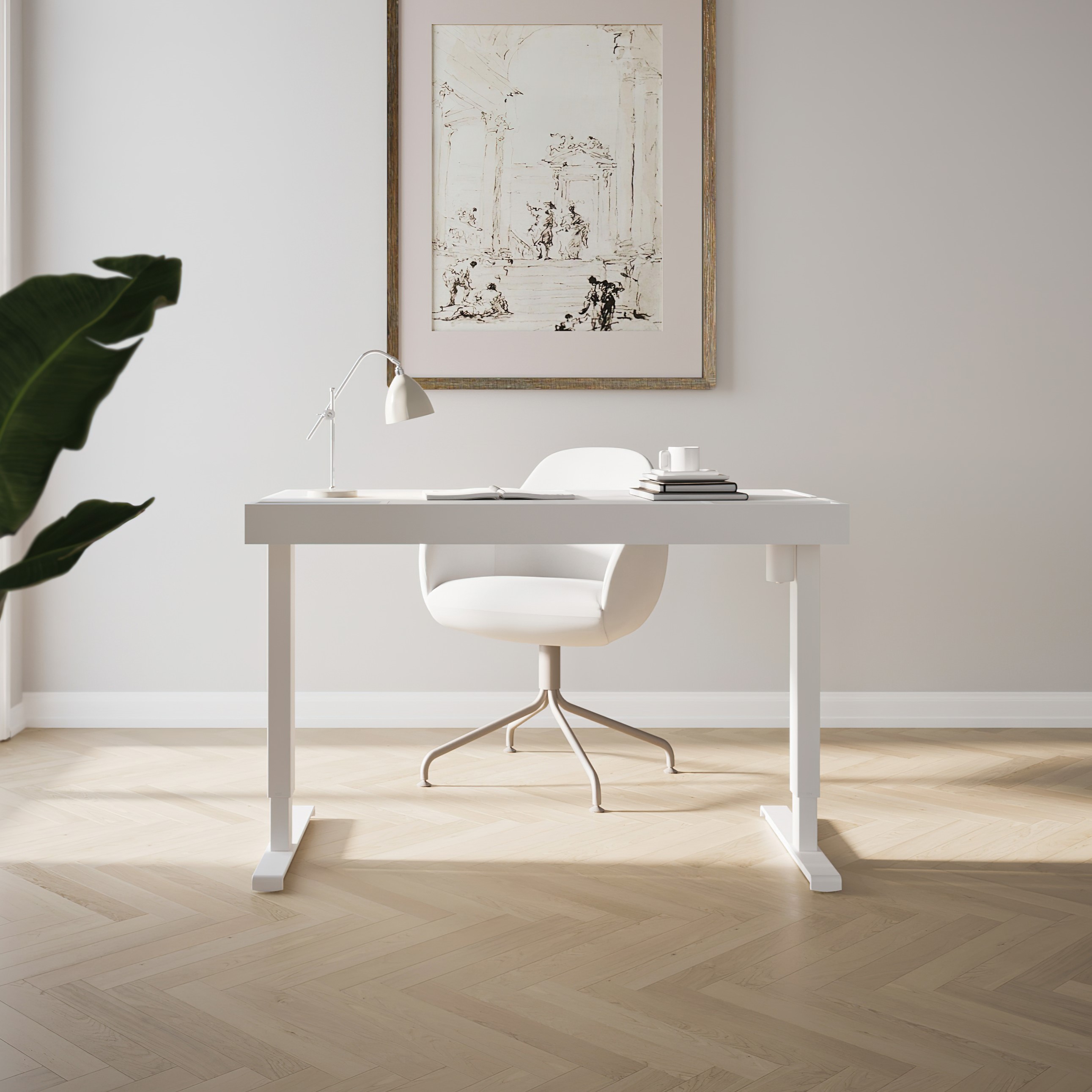 Hæve-/sænkebord | x cm |  med hvidt stel