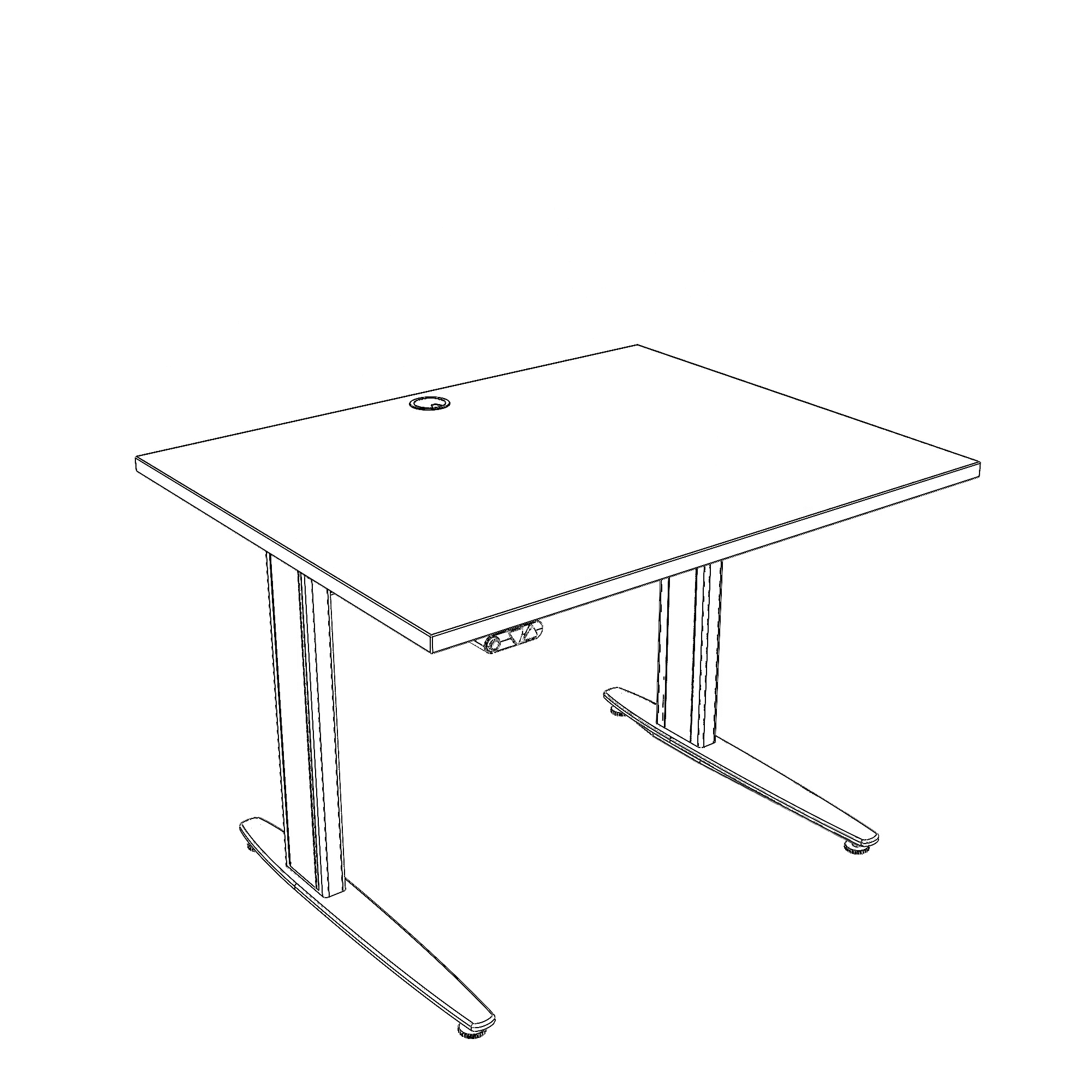 Hæve-/sænkebord | 100x80 cm | Valnød med sølv stel
