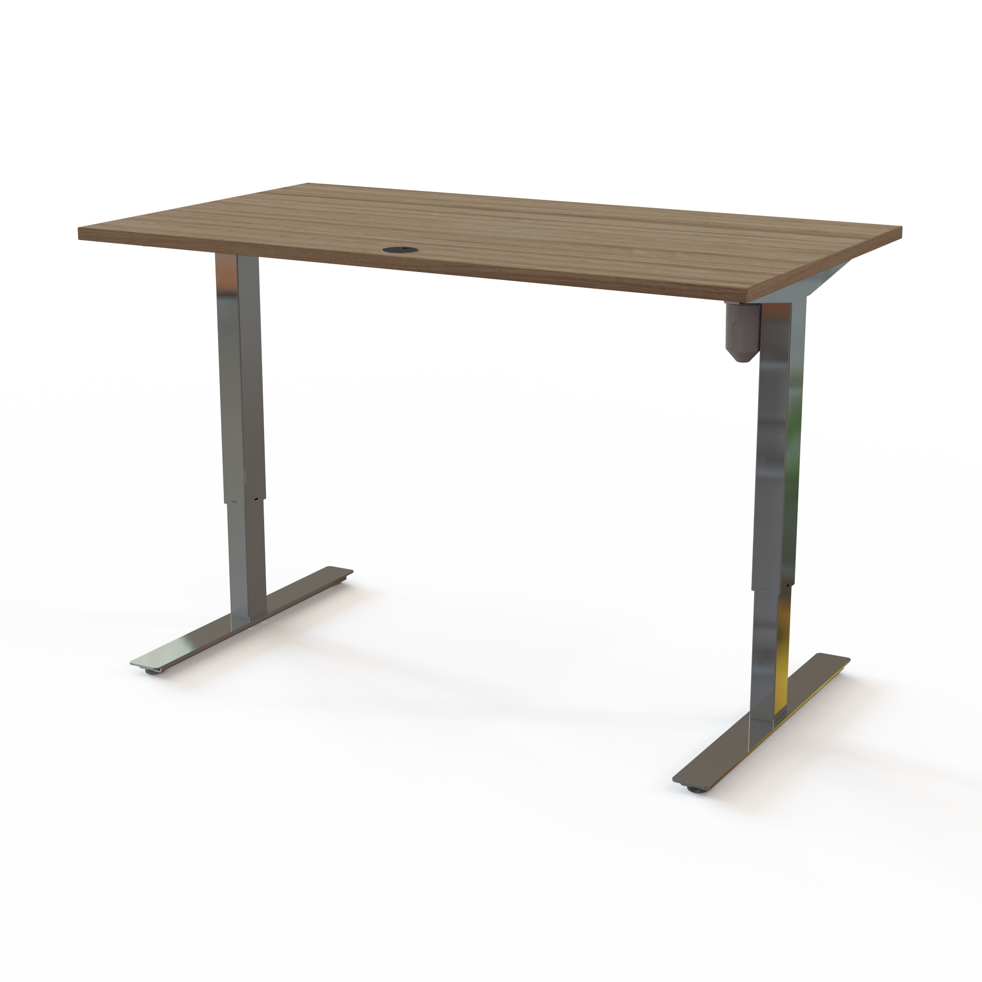 Hæve-/sænkebord | 140x80 cm | Valnød med krom stel