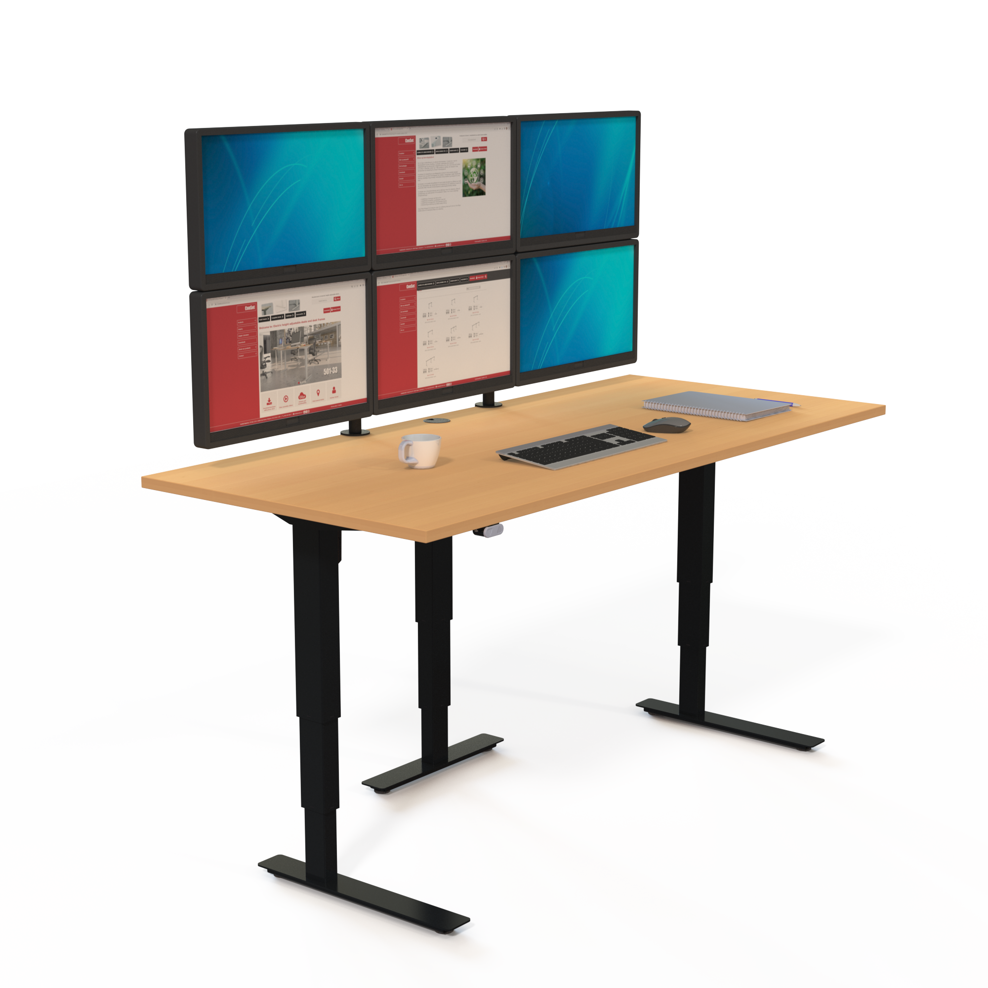 Hæve-/sænkebord | 120x80 cm | Bøg med sort stel