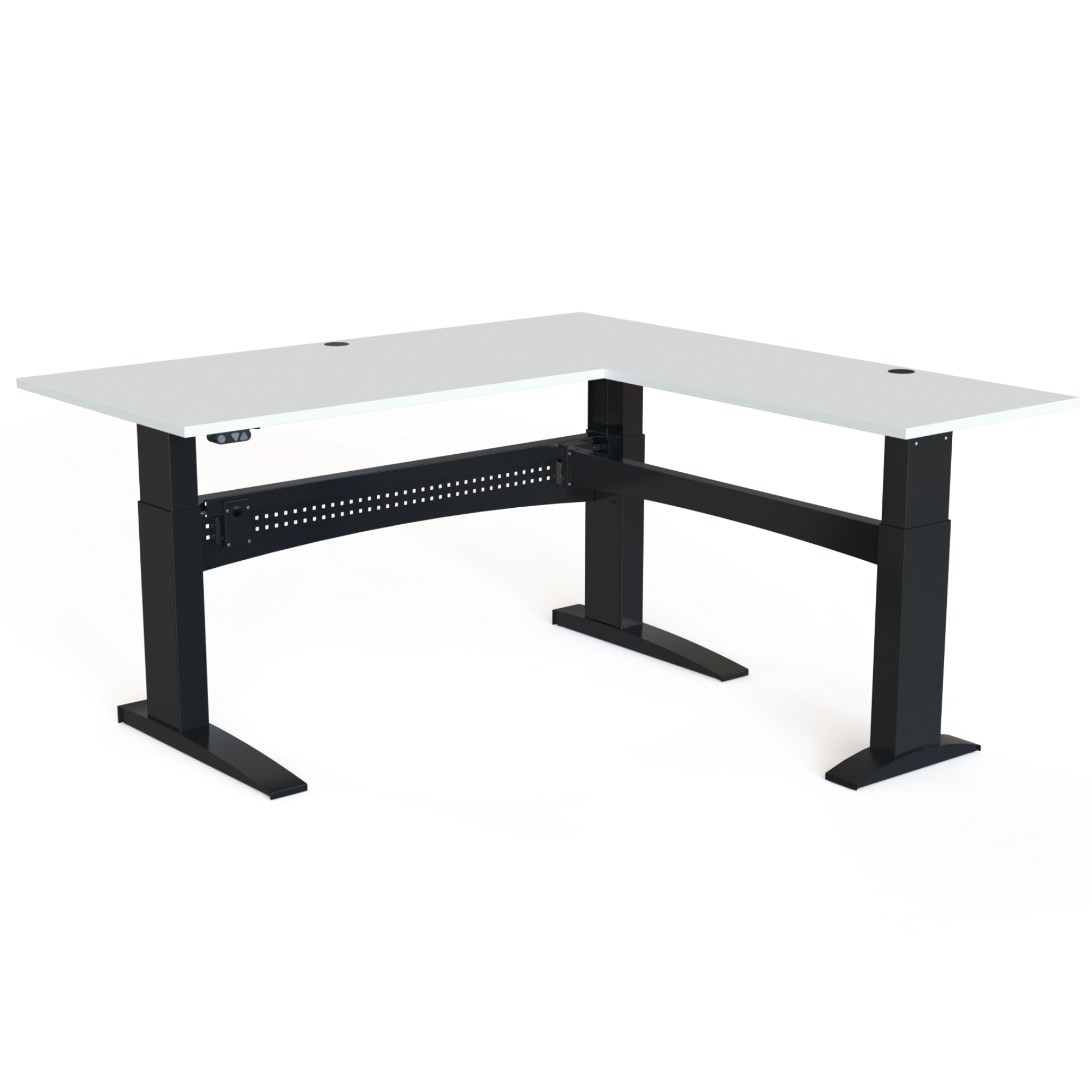 Hæve-/sænkebord | 180x180 cm | Hvid med sort stel