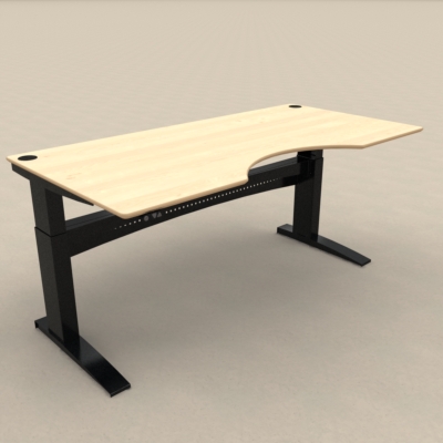 Hæve-/sænkebord | 200x100 cm | Ahorn med sort stel