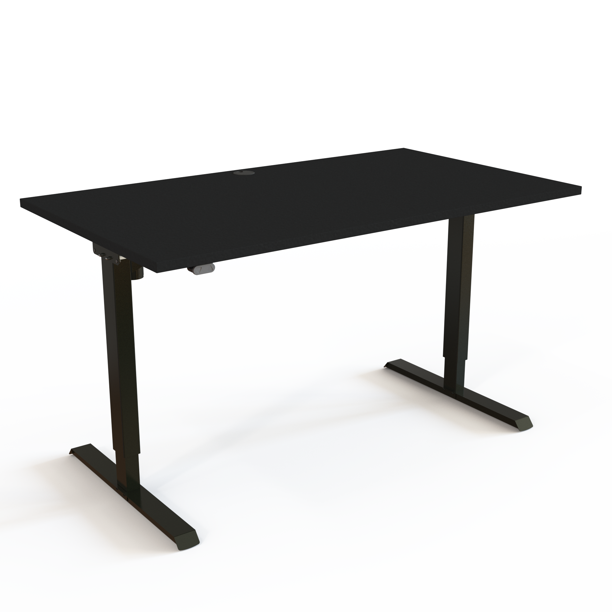 Dette justerbare bord har en centerfod, med bordplade i sort  og understel i sort. Størrelsen er 140x80. Højden er 68-119cm og bordet løfter 60kg.