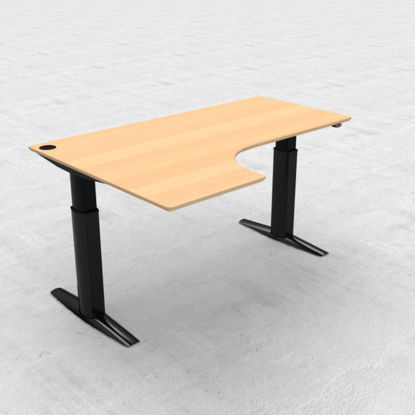 Hæve-/sænkebord | 180x120 cm | Bøg med sort stel