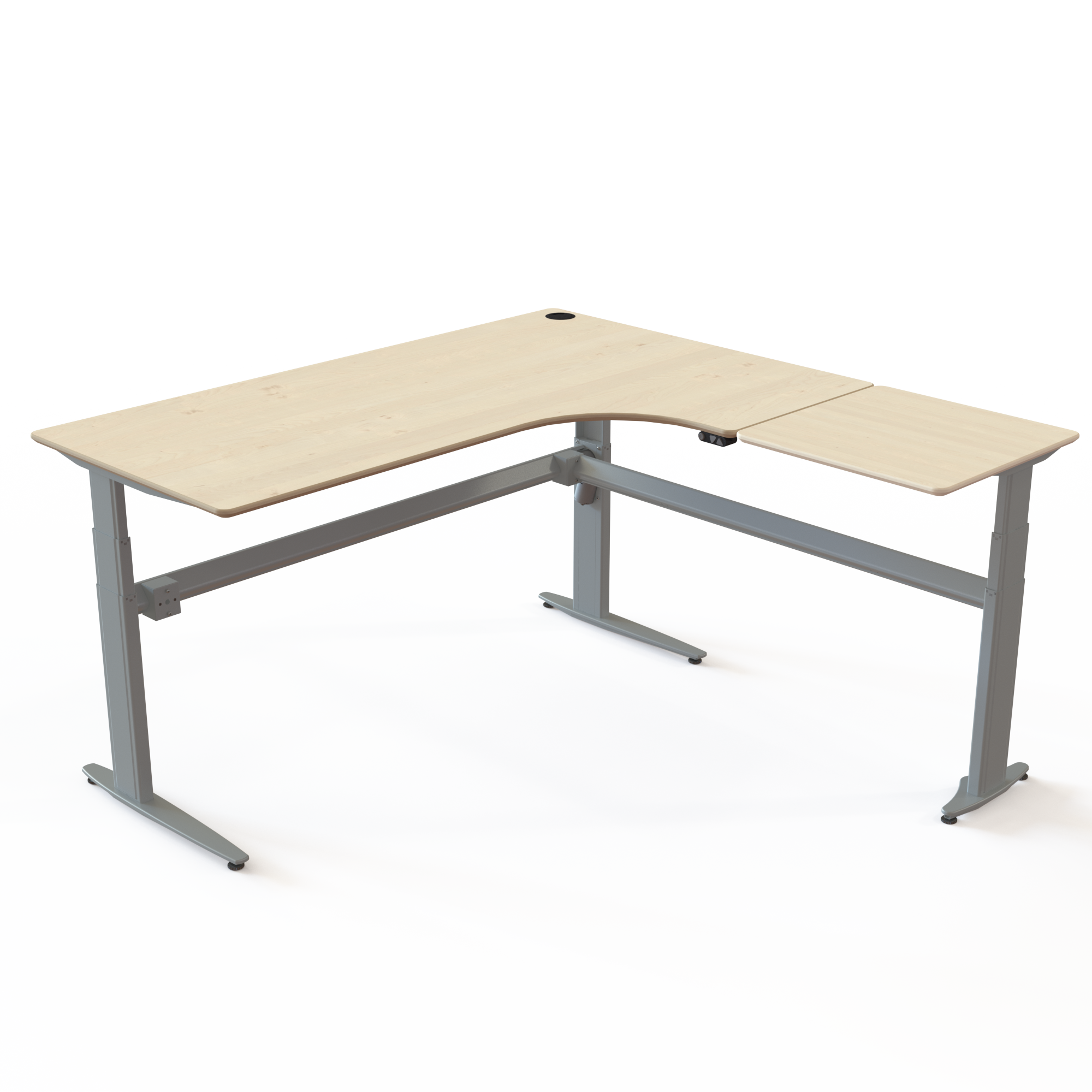 Hæve-/sænkebord | 180x180 cm | Ahorn med sølv stel