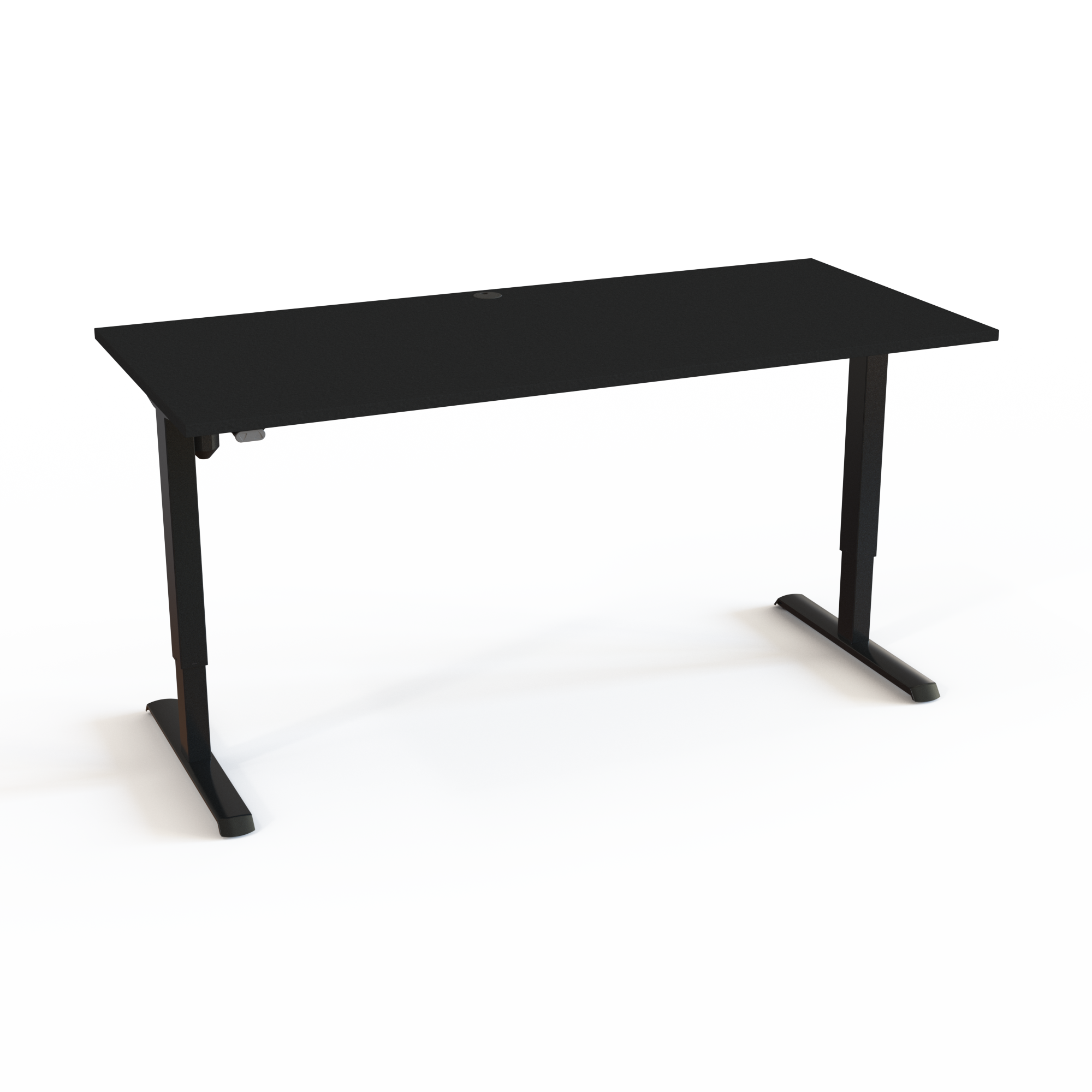 Hæve-sænkebord uden komplicerende elektronik med bordplade i sort  og understel i sort. Størrelsen er 180x80. Højden er 68-118cm og bordet løfter 80kg.