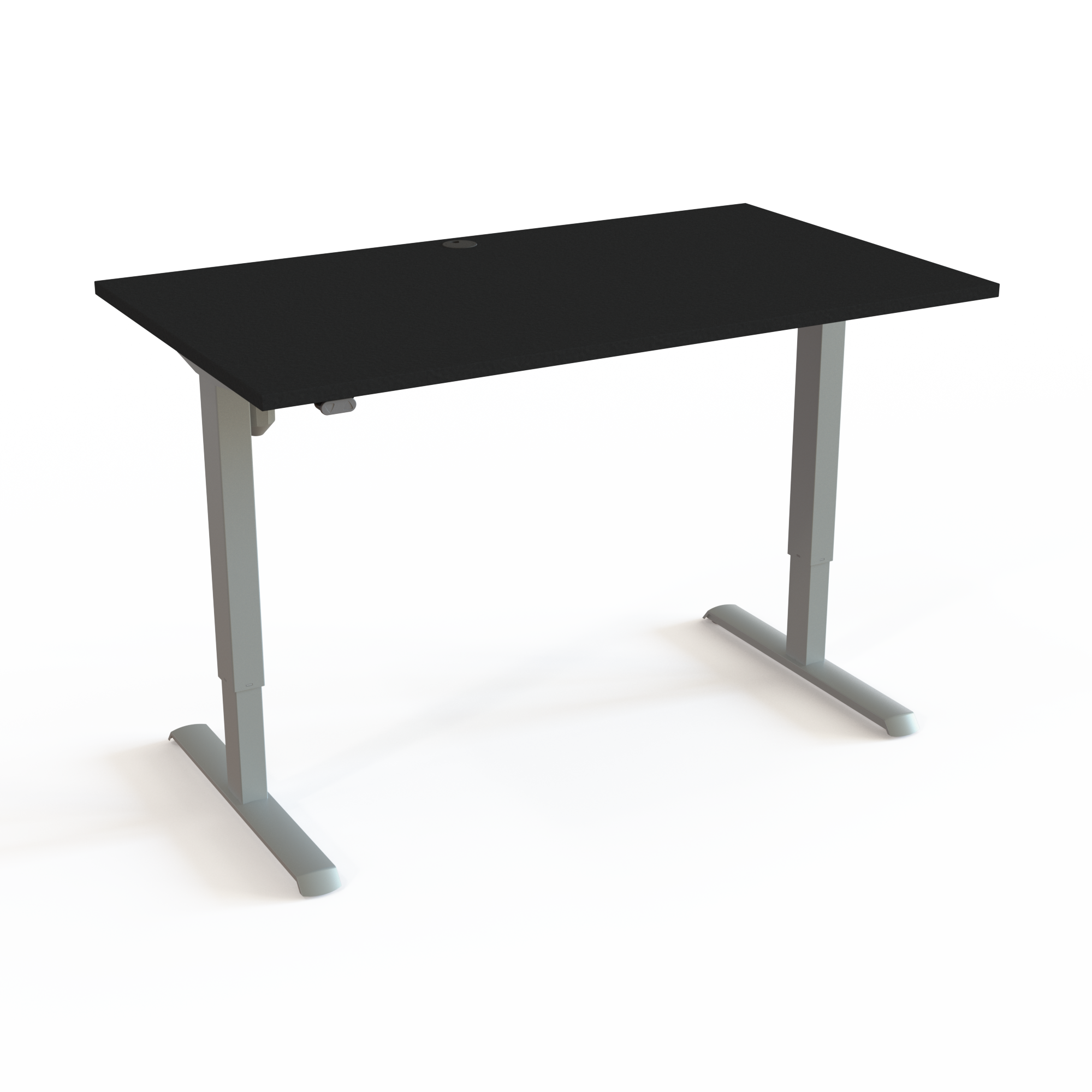 HS-Bord med lav CO2 udledning til et fair pris med bordplade i sort  og understel i sølv. Størrelsen er 140x80. Højden er 68-118cm og bordet løfter 80kg.