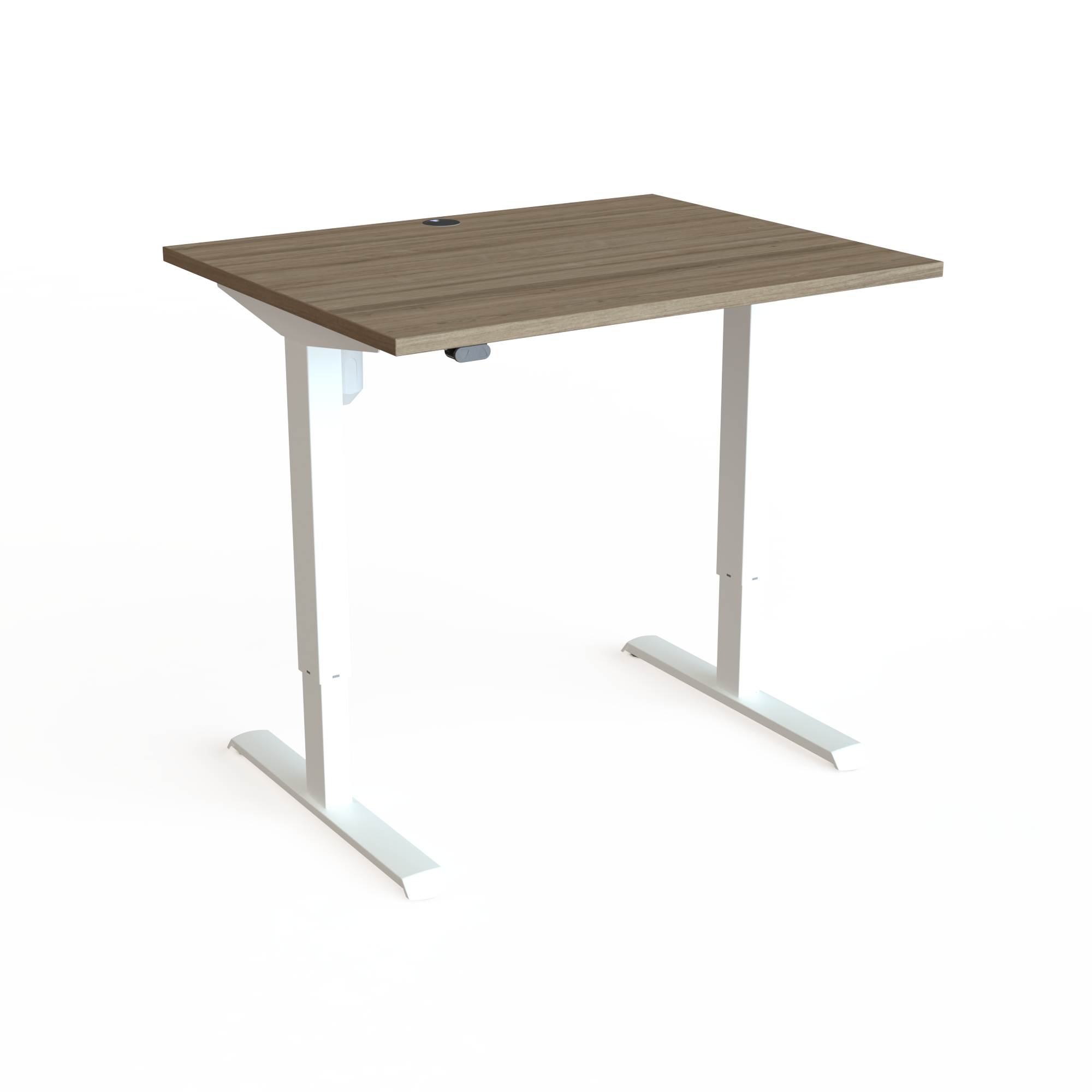 Hæve-/sænkebord | 100x80 cm | Valnød med hvidt stel