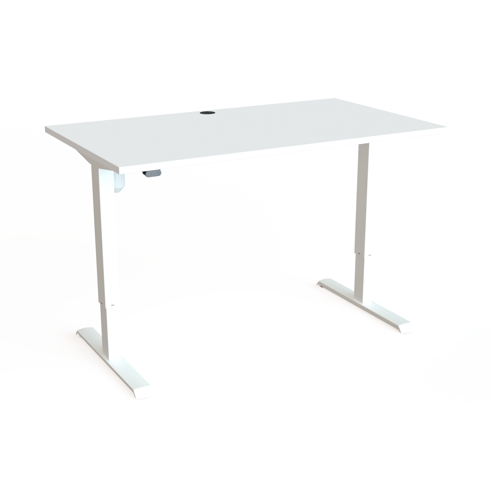 Hæve-/sænkebord | 140x80 cm | Hvid med hvidt stel
