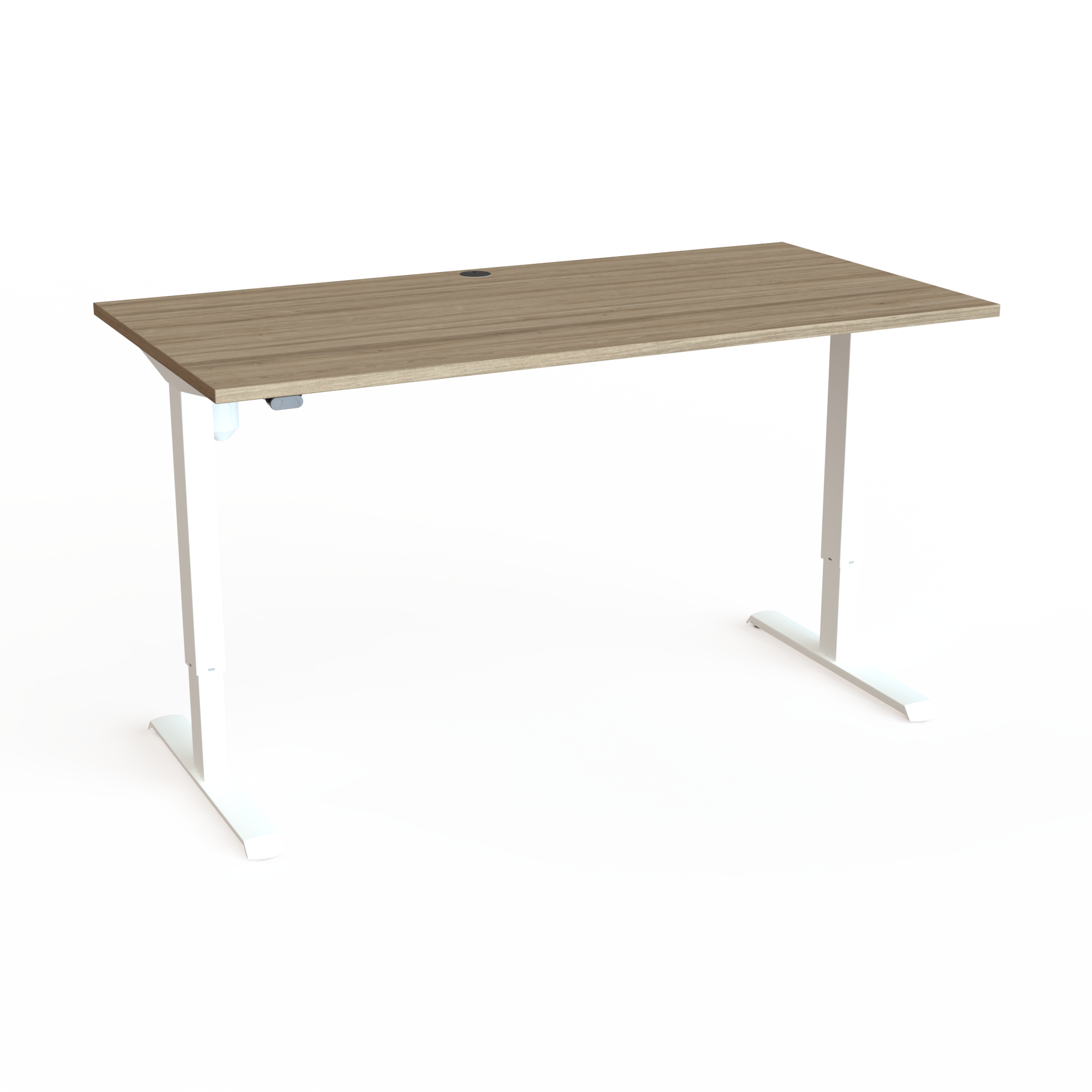 Hæve-/sænkebord | 160x80 cm | Valnød med hvidt stel