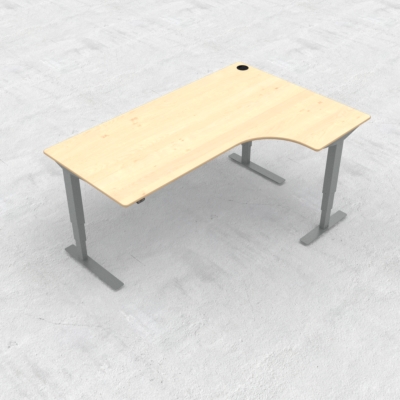 Hæve-/sænkebord | 180x120 cm | Ahorn med sølv stel