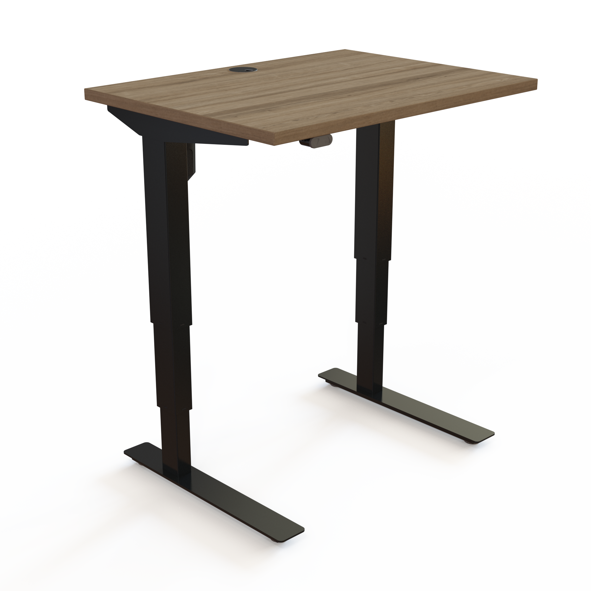 Hæve-/sænkebord | 80x60 cm | Valnød med sort stel