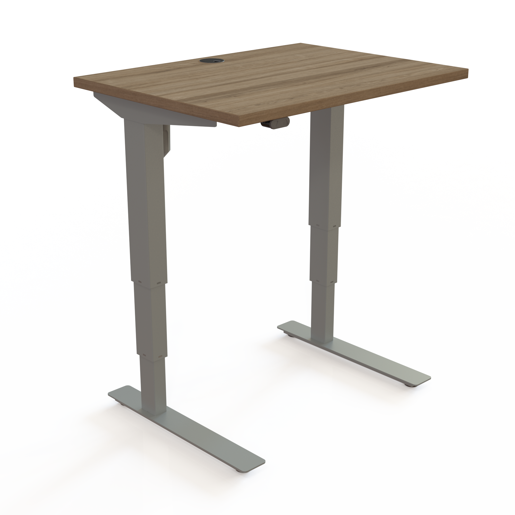 Hæve-/sænkebord | 80x60 cm | Valnød med sølv stel