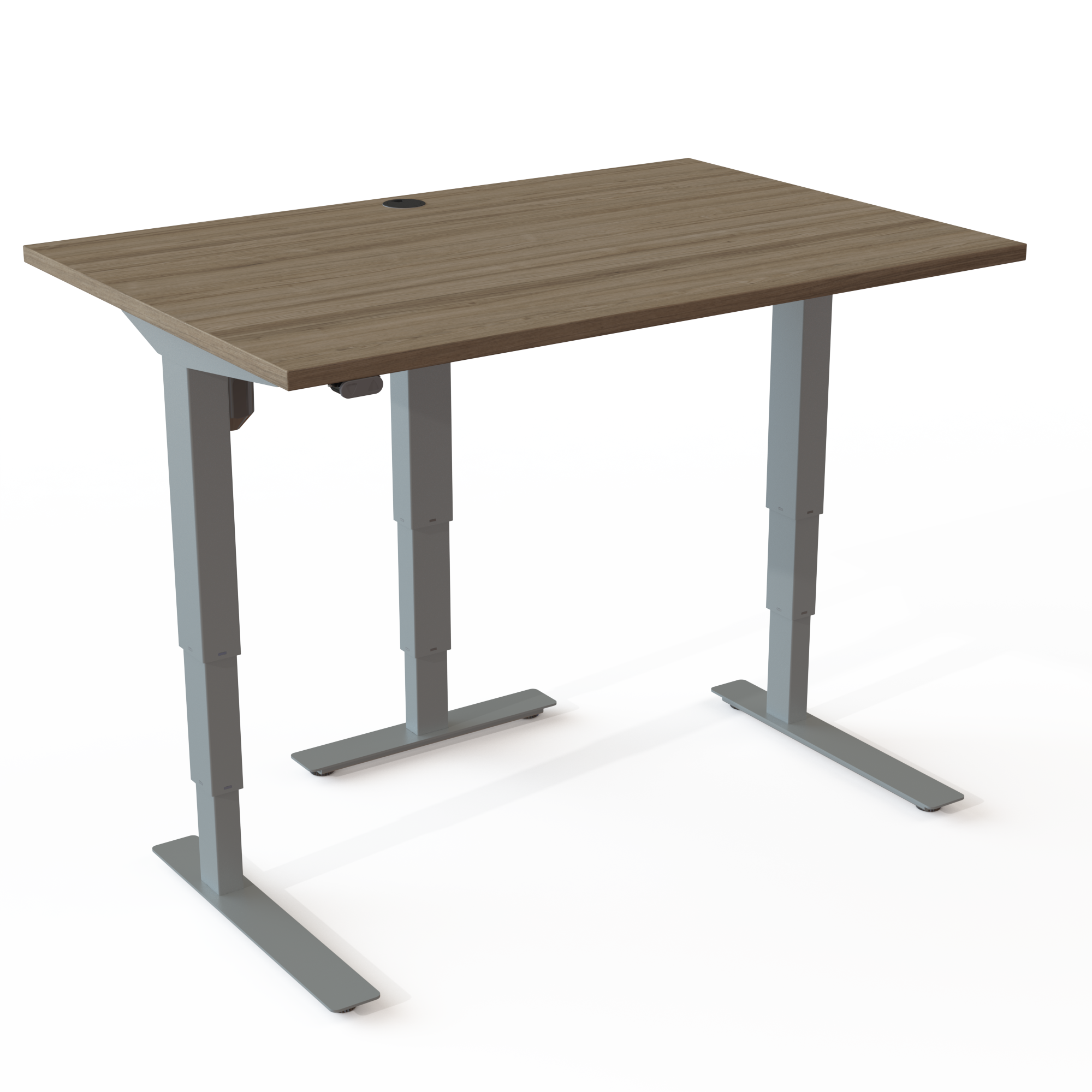 Hæve-/sænkebord | 120x80 cm | Valnød med sølv stel