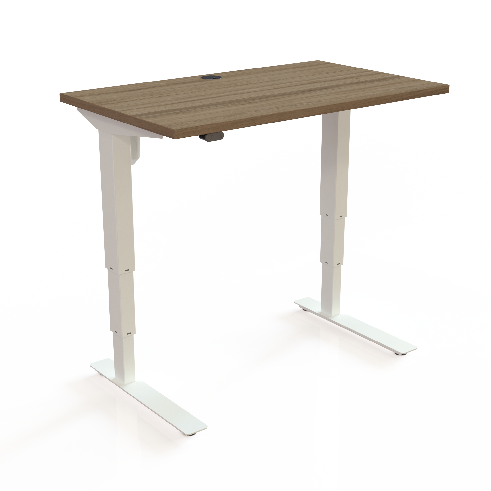 Hæve-/sænkebord | 100x60 cm | Valnød med hvidt stel