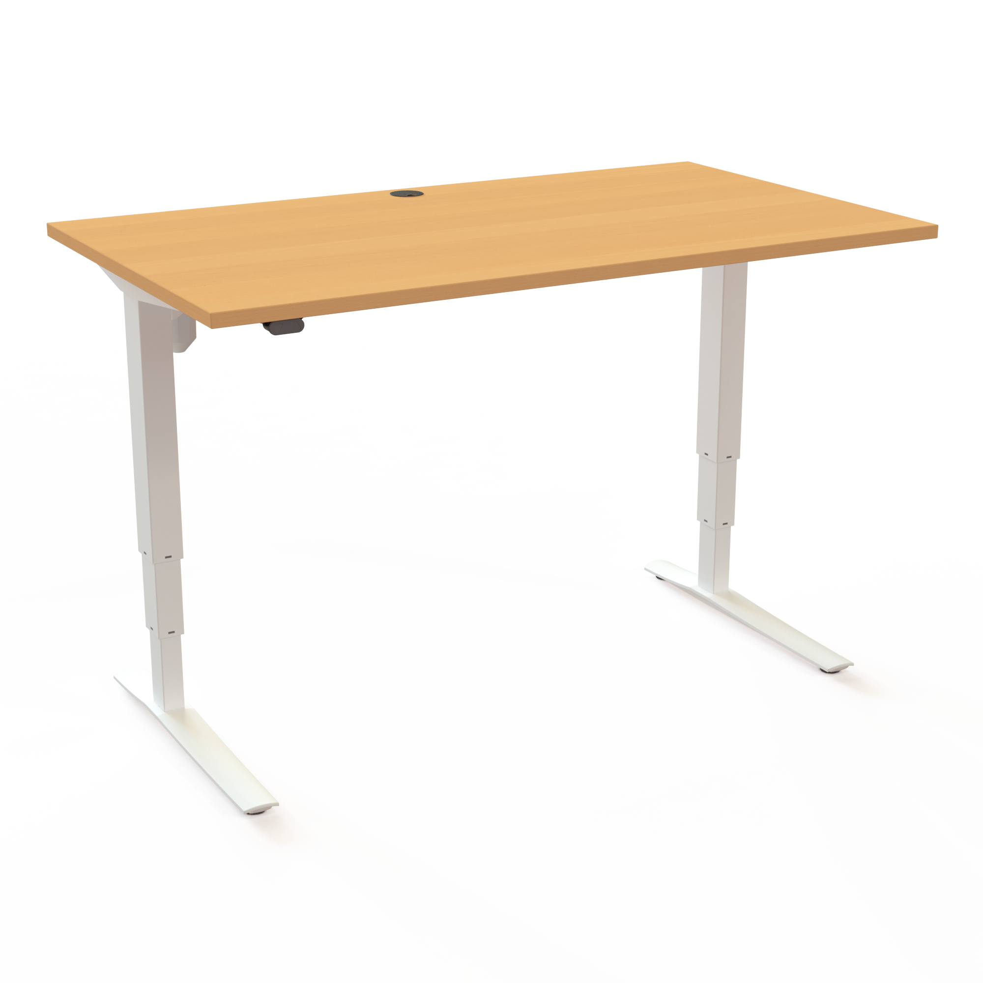 Hæve-/sænkebord | 140x80 cm | Bøg med hvidt stel