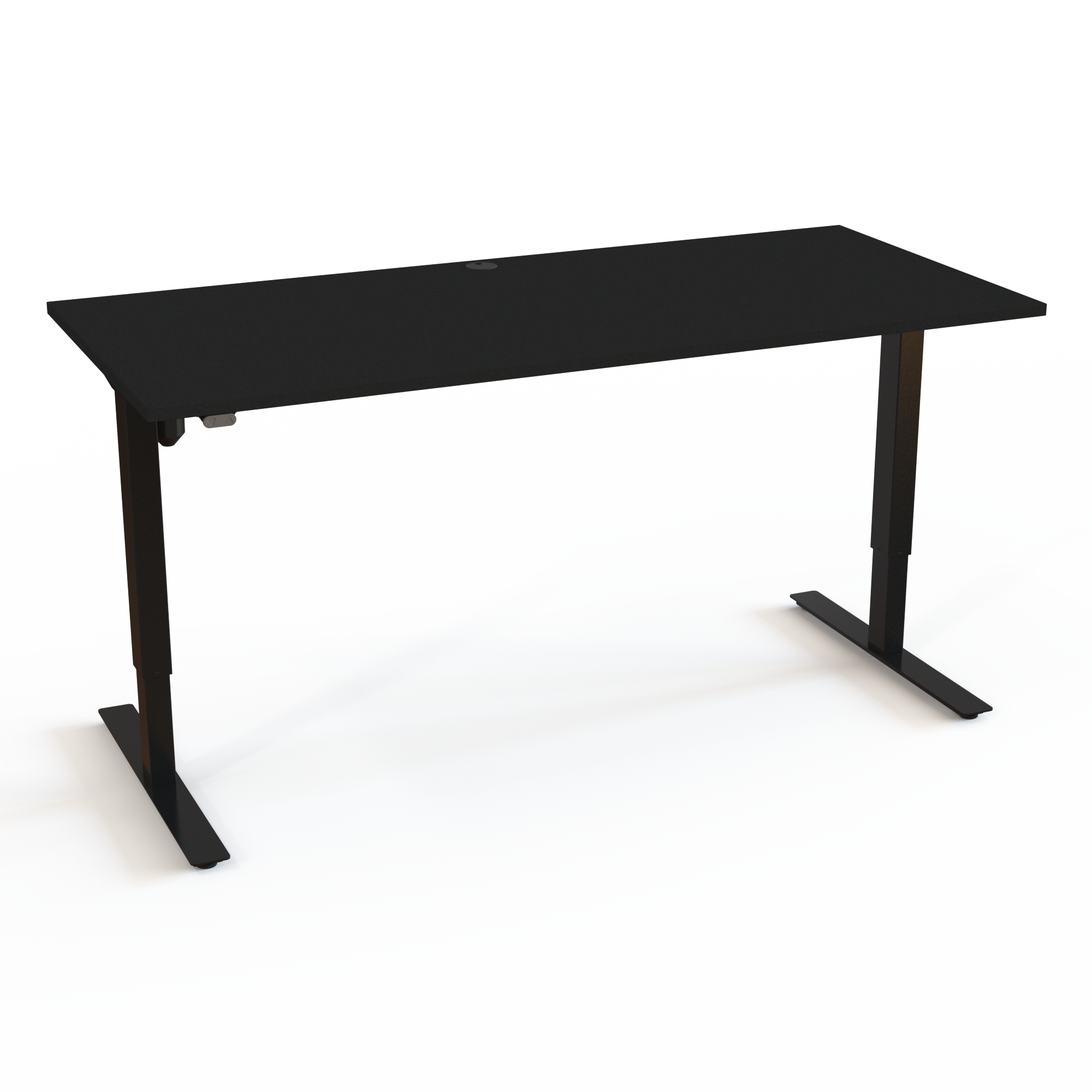 HS-bord med en ligetil betjening, op/ned og ikke mere med bordplade i sort  og understel i sort. Størrelsen er 180x80. Højden er 68-118cm og bordet løfter 150kg.