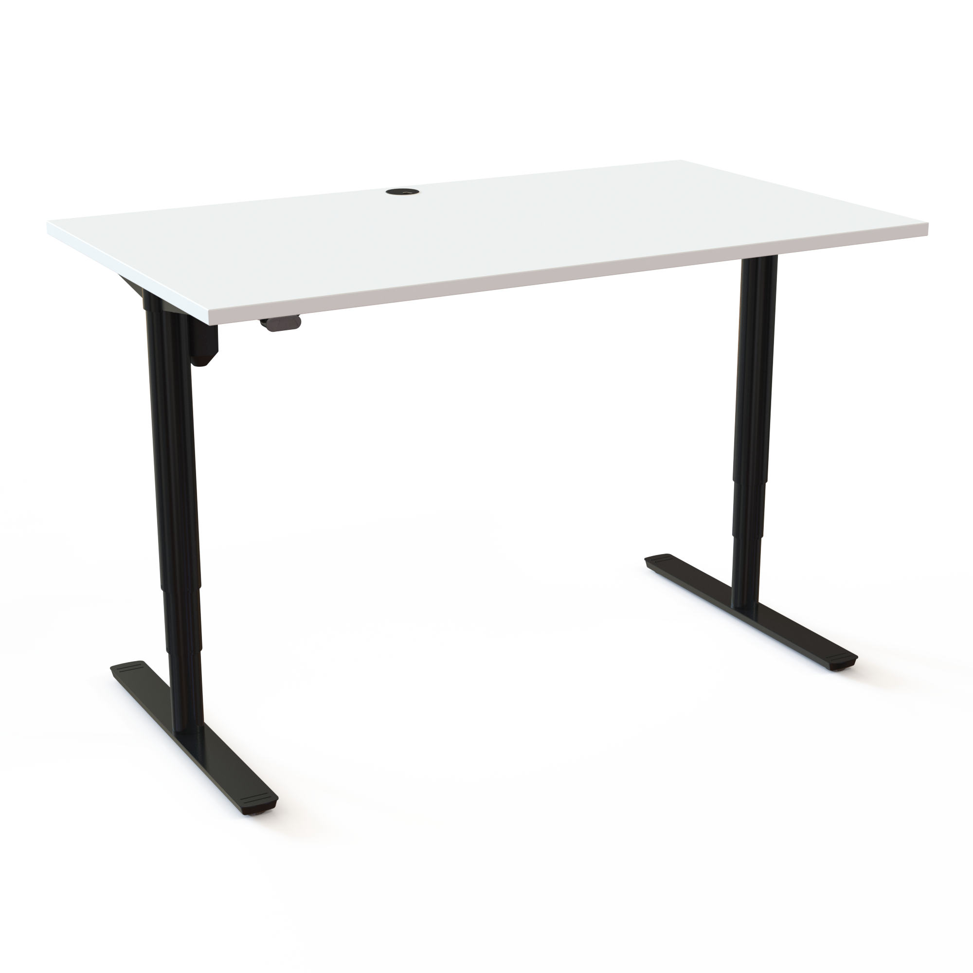 Hæve-/sænkebord | 140x80 cm | Hvid med sort stel
