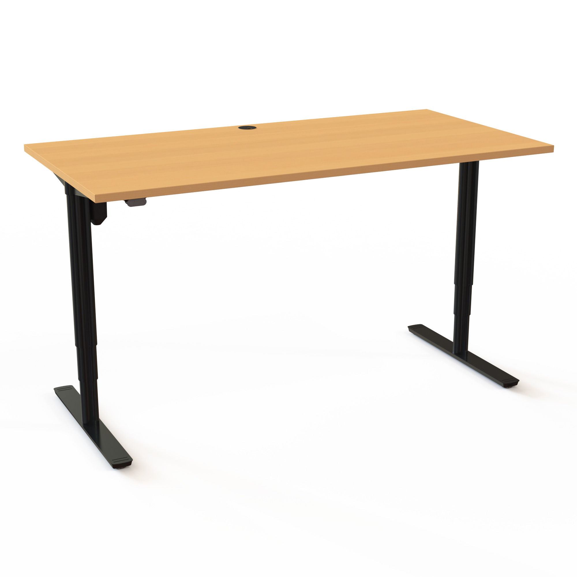 Hæve-/sænkebord | 160x80 cm | Bøg med sort stel