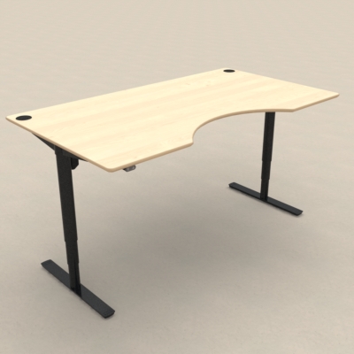 Hæve-/sænkebord | 180x100 cm | Ahorn med sort stel