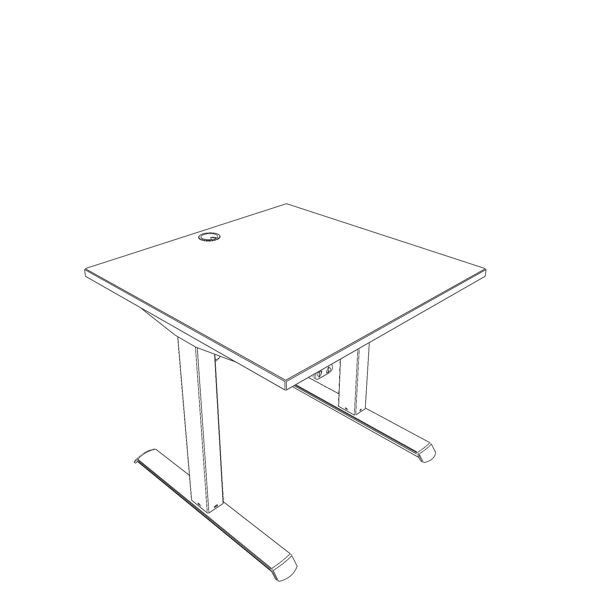 Hæve-/sænkebord | 80x80 cm | Hvid med sort stel