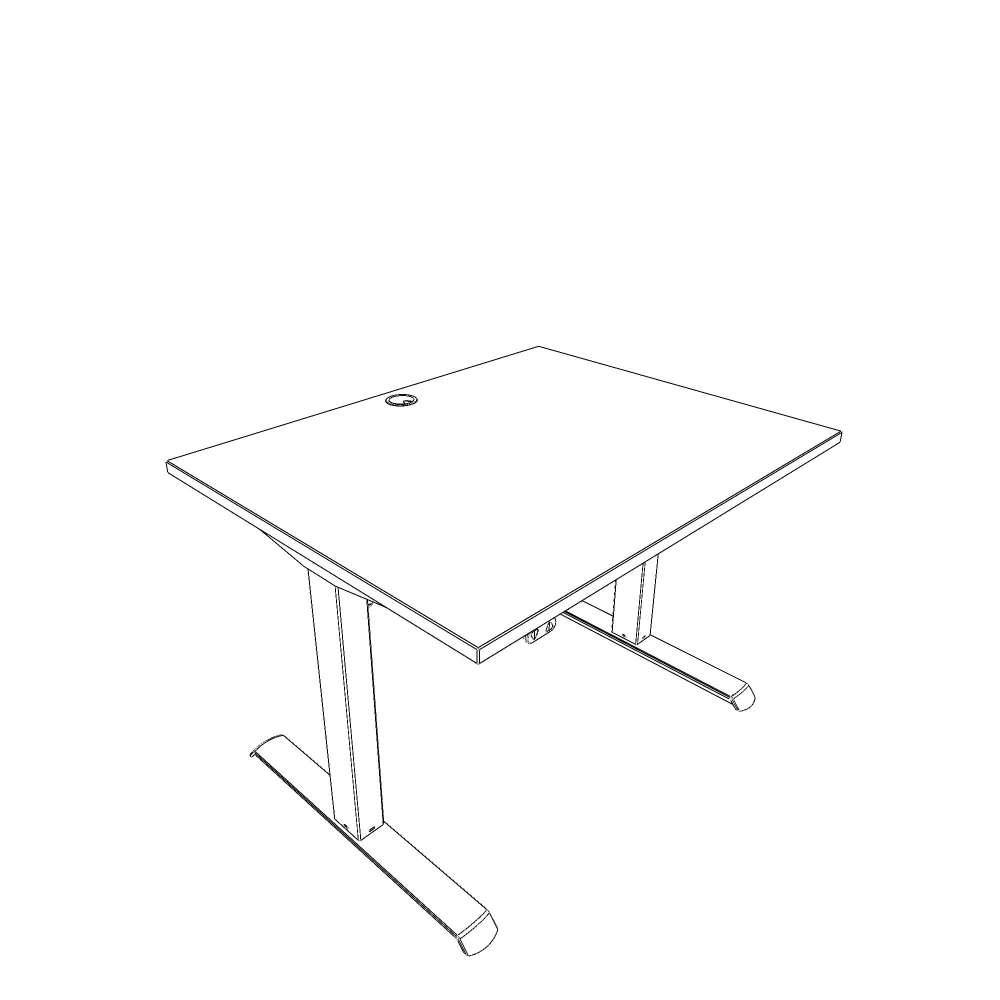 Hæve-/sænkebord | 100x80 cm | Hvid med hvidt stel