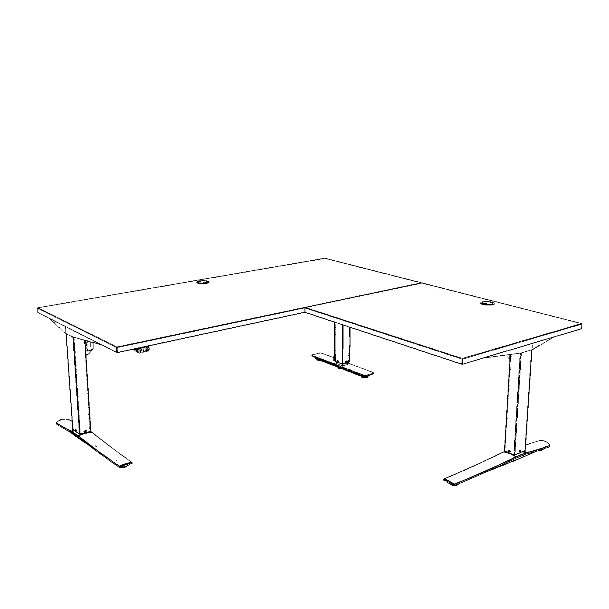 Hæve-/sænkebord | 160x160 cm | Valnød med hvidt stel