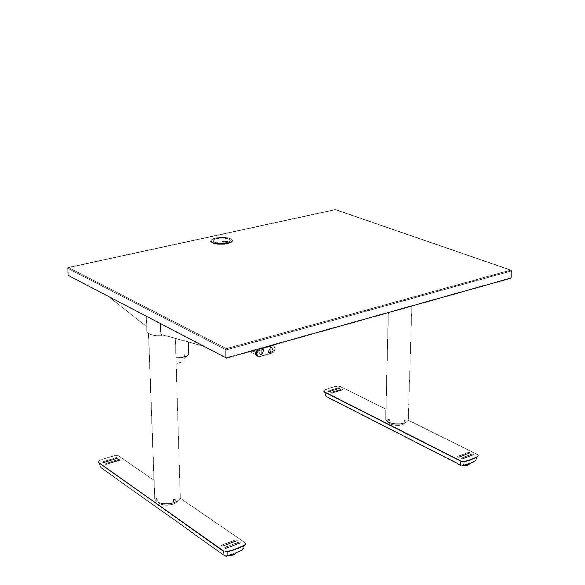 Hæve-/sænkebord | 100x80 cm | Valnød med sølv stel