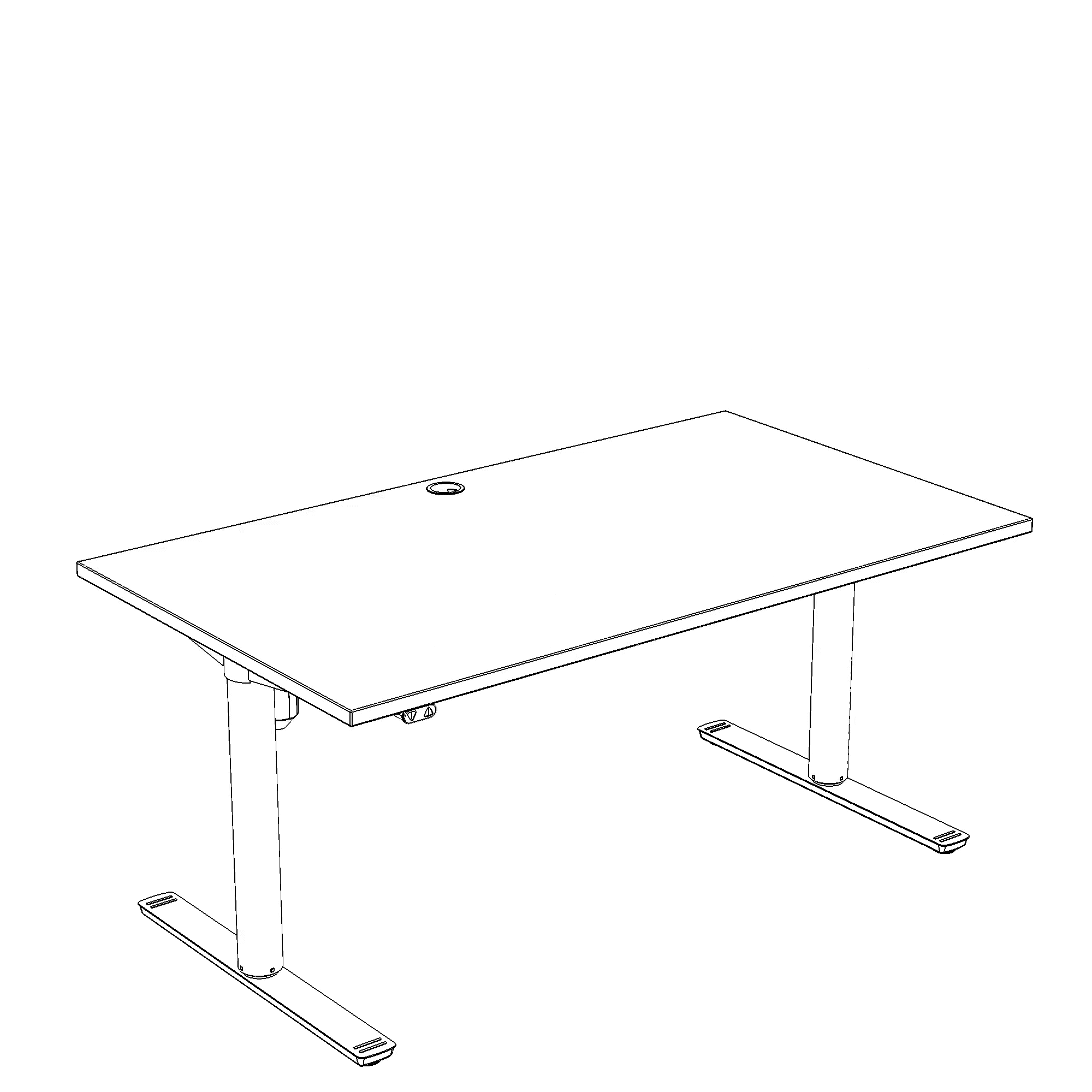 Hæve-/sænkebord | 140x80 cm | Valnød med hvidt stel
