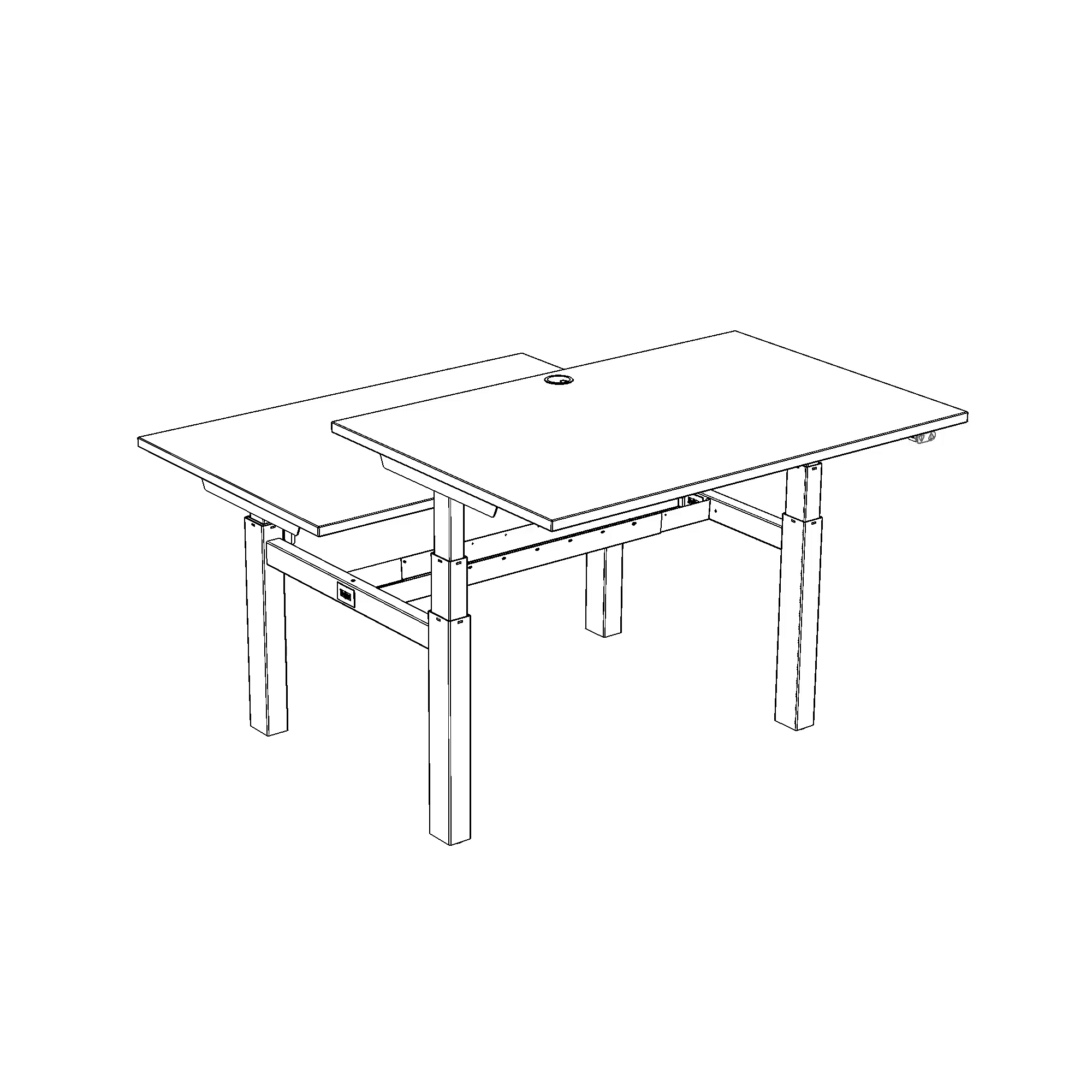 Hæve-/sænkebord | 120x60 cm | Valnød med hvidt stel