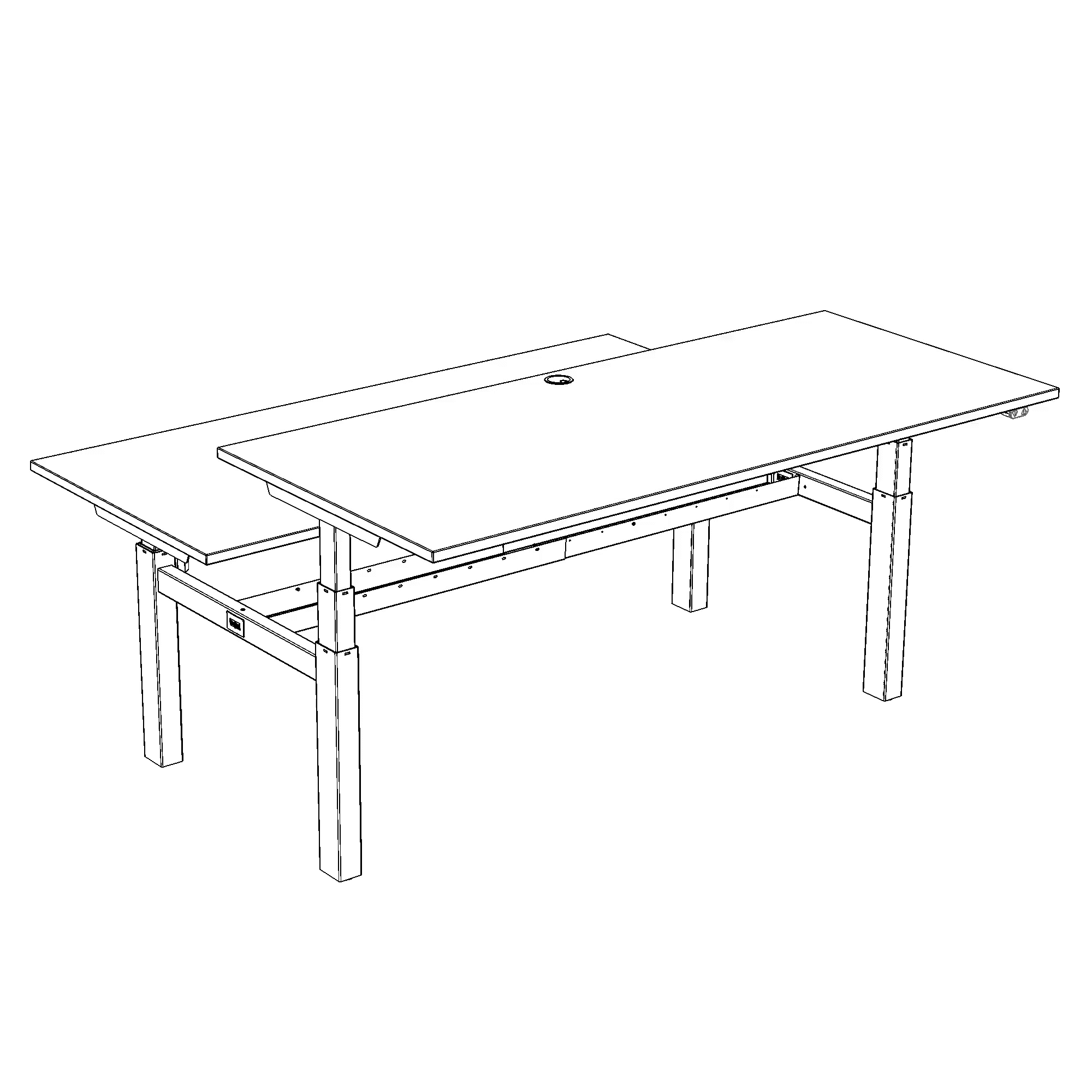 Hæve-/sænkebord | 180x80 cm | Bøg med sort stel