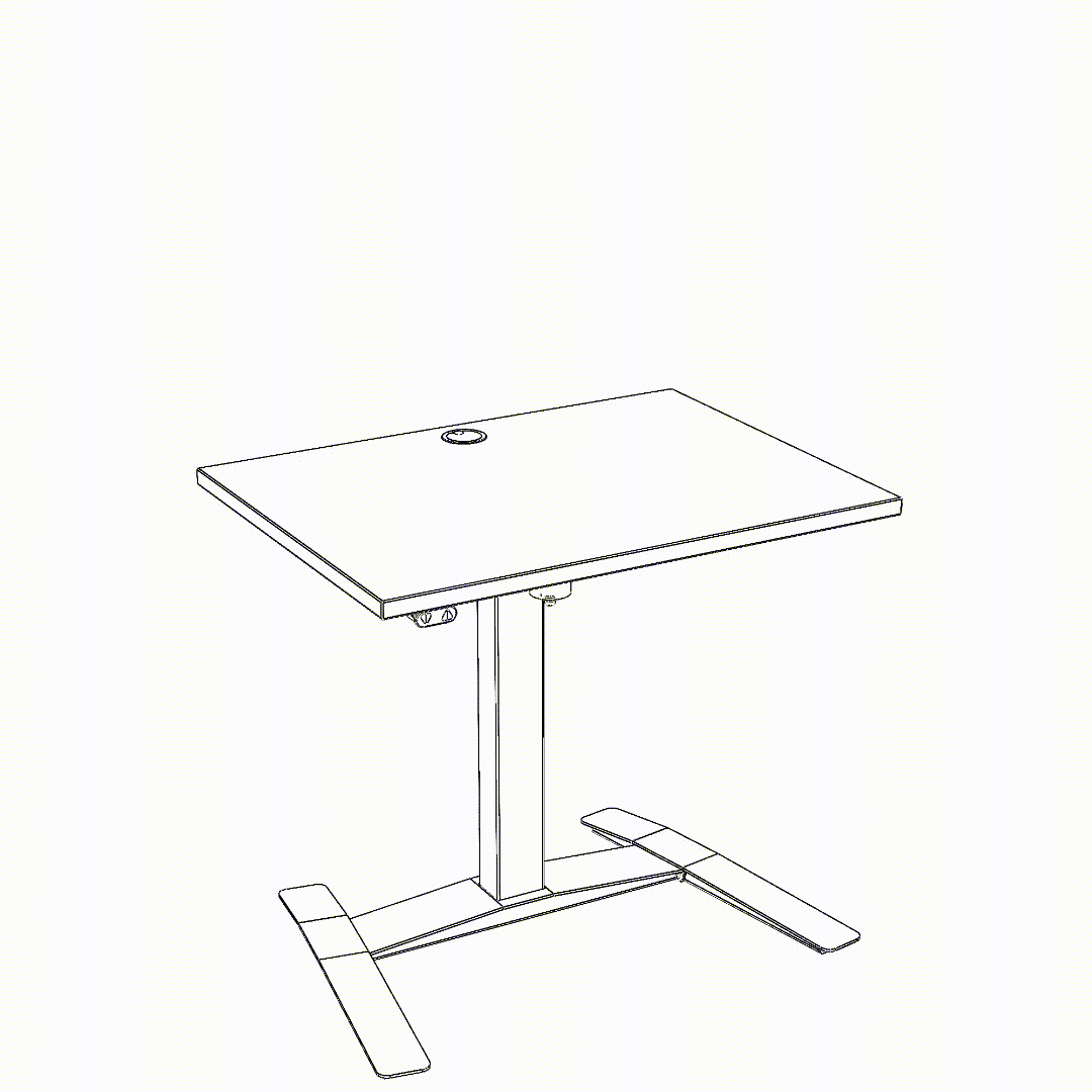 Hæve-/sænkebord | 80x60 cm | Valnød med hvidt stel