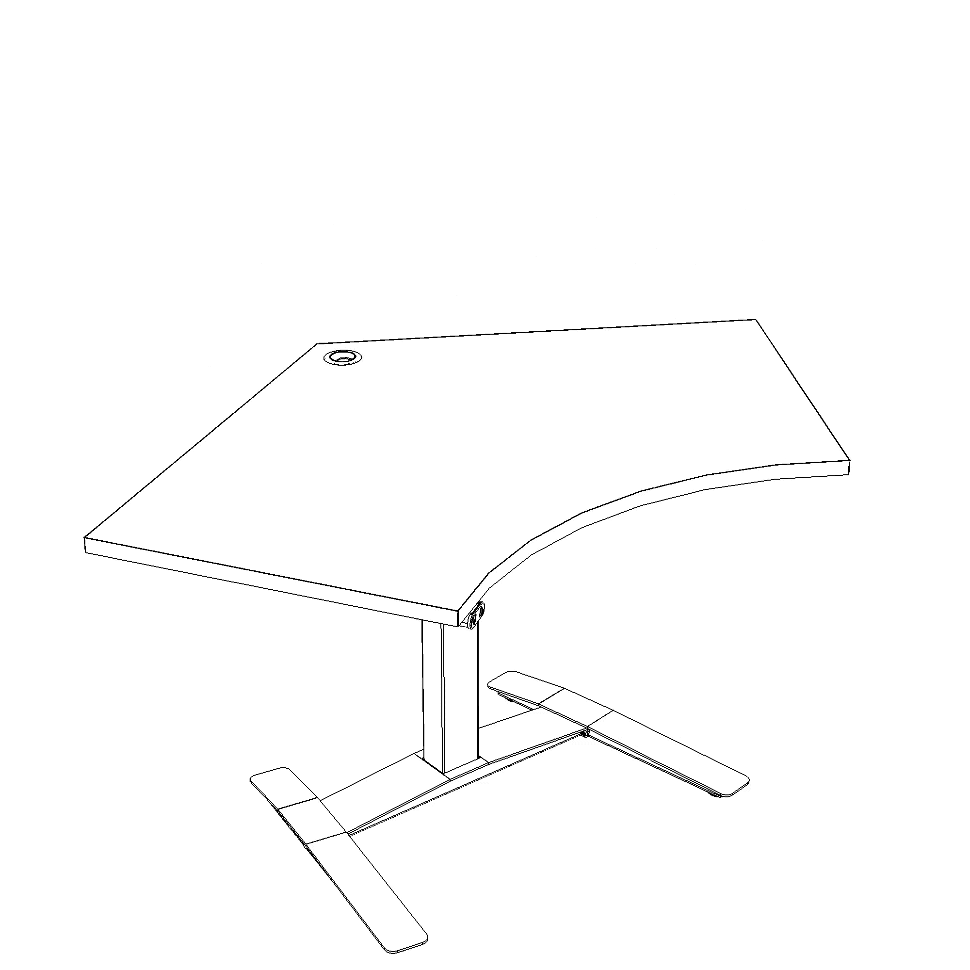 Hæve-/sænkebord | 138x92 cm | Valnød med hvidt stel