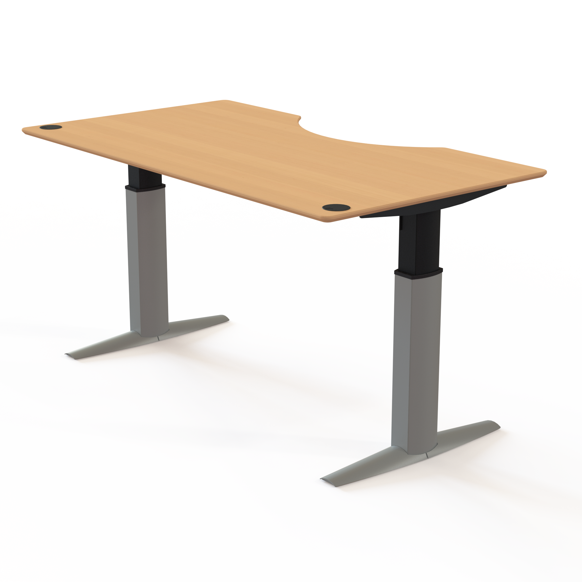 Hæve-/sænkebord | 180x100 cm | Bøg med sølv stel