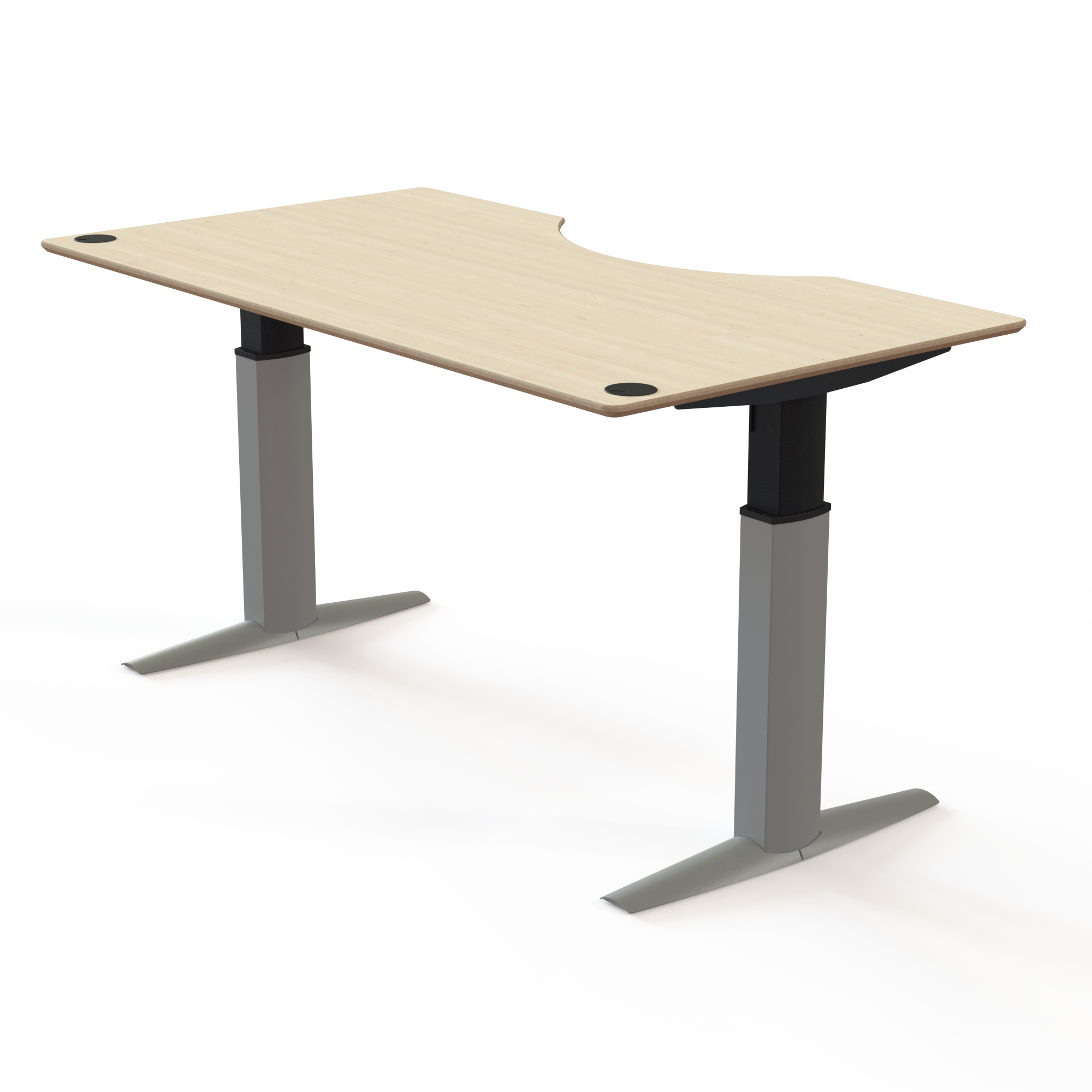 Hæve-/sænkebord | 180x100 cm | Ahorn med sølv stel