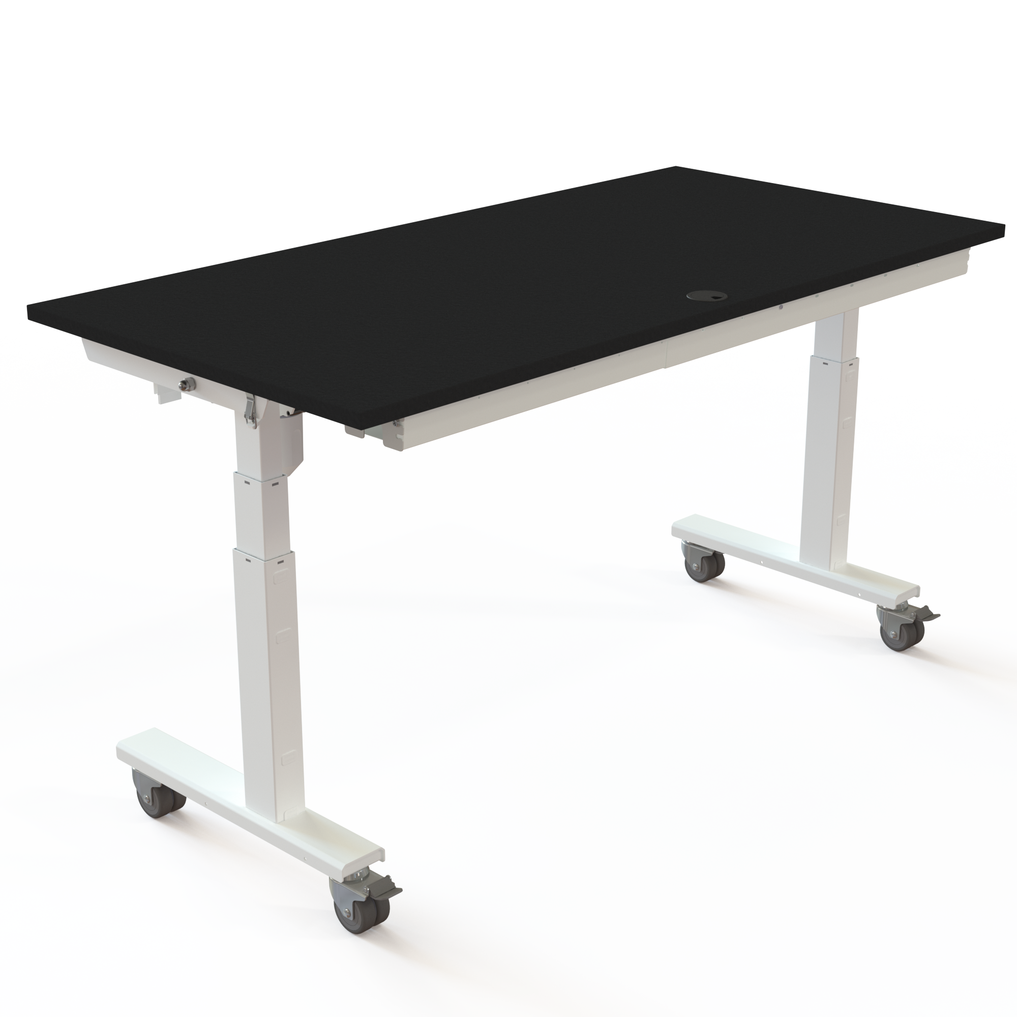 Hæve-/sænkebord | 160x80 cm | Sort  med hvidt stel
