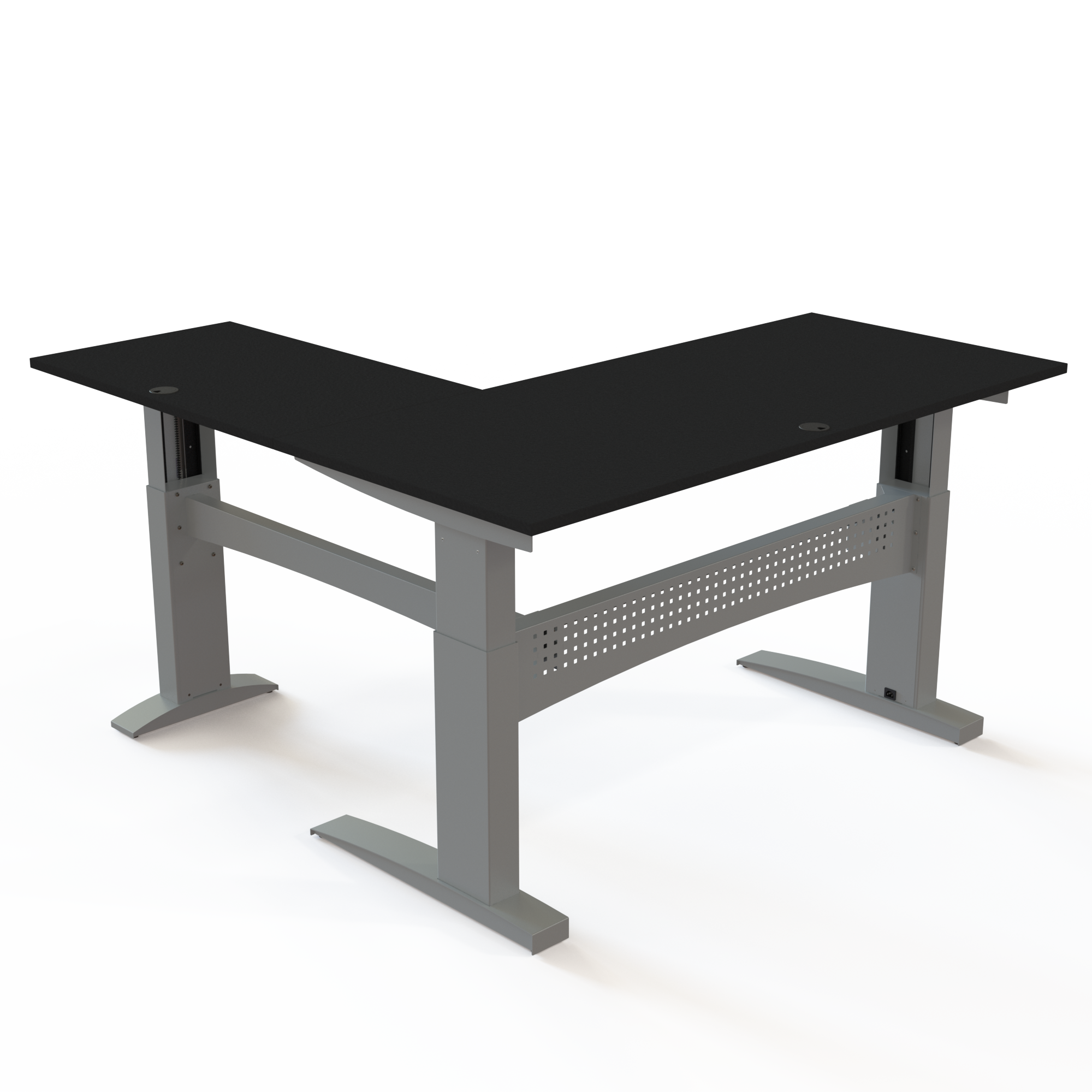 Hæve-/sænkebord | 180x180 cm | Sort  med sølv stel