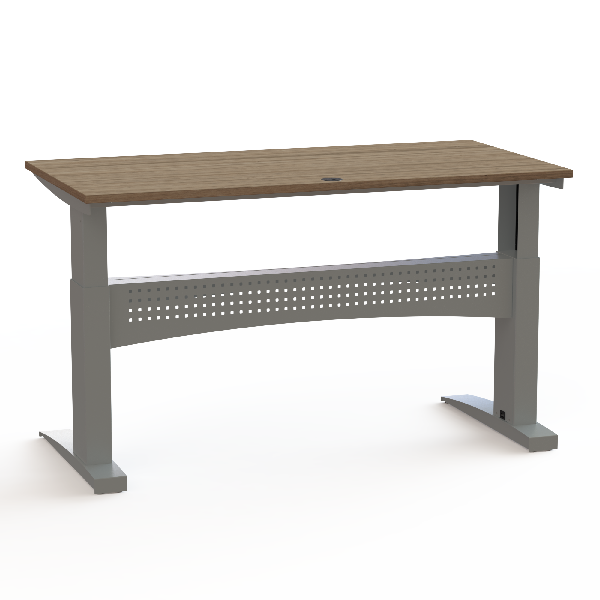 Hæve-/sænkebord | 160x80 cm | Valnød med sølv stel