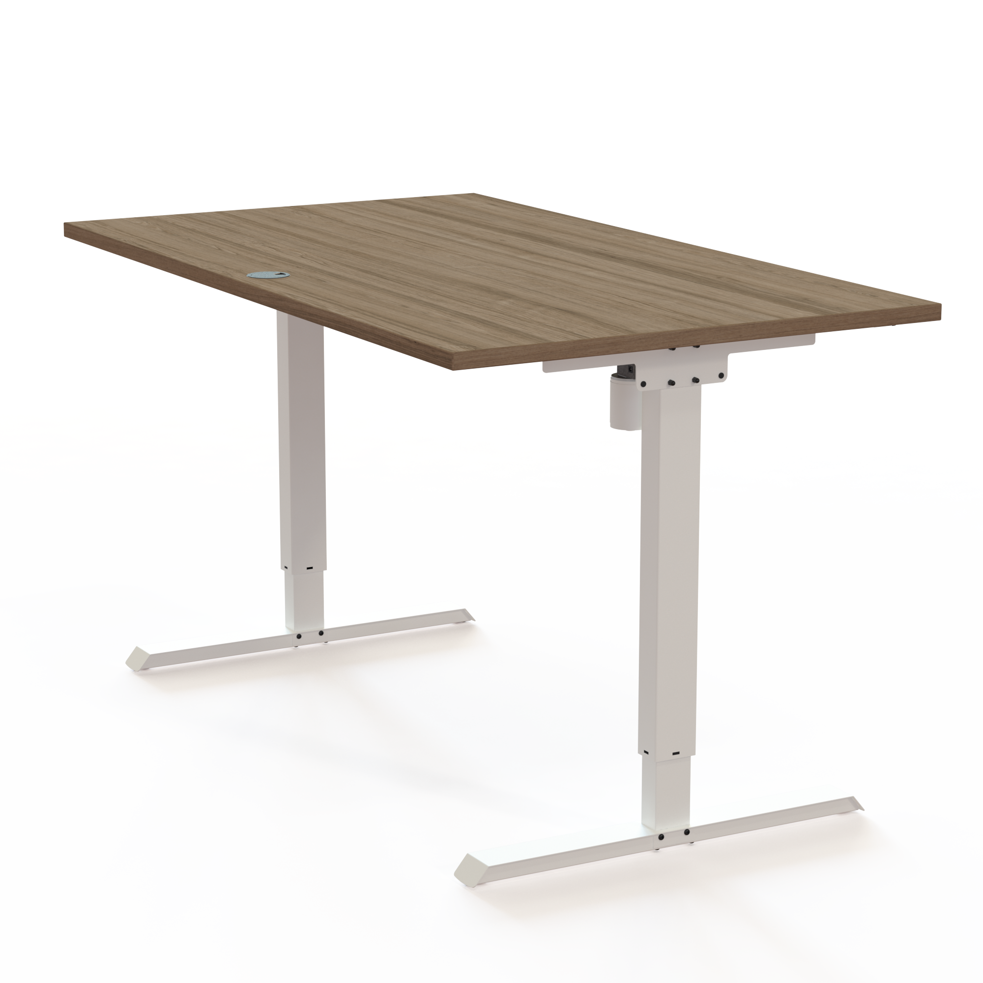 Hæve-/sænkebord | 140x80 cm | Valnød med hvidt stel