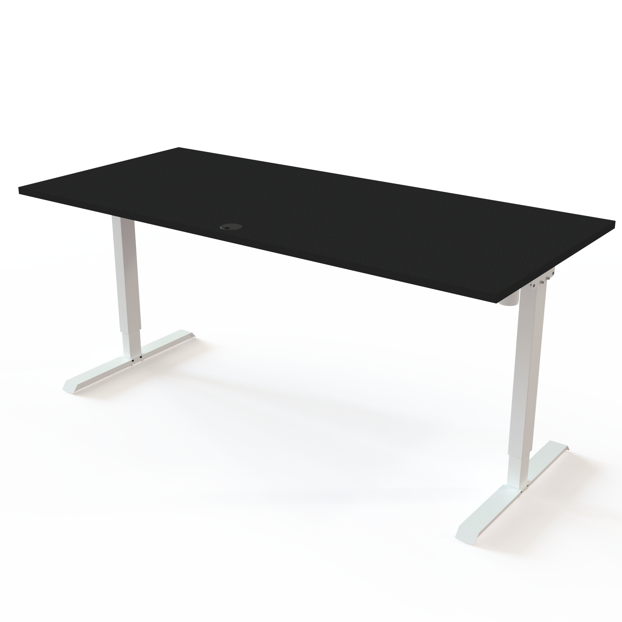 Hæve-/sænkebord | 180x80 cm | Sort  med hvidt stel