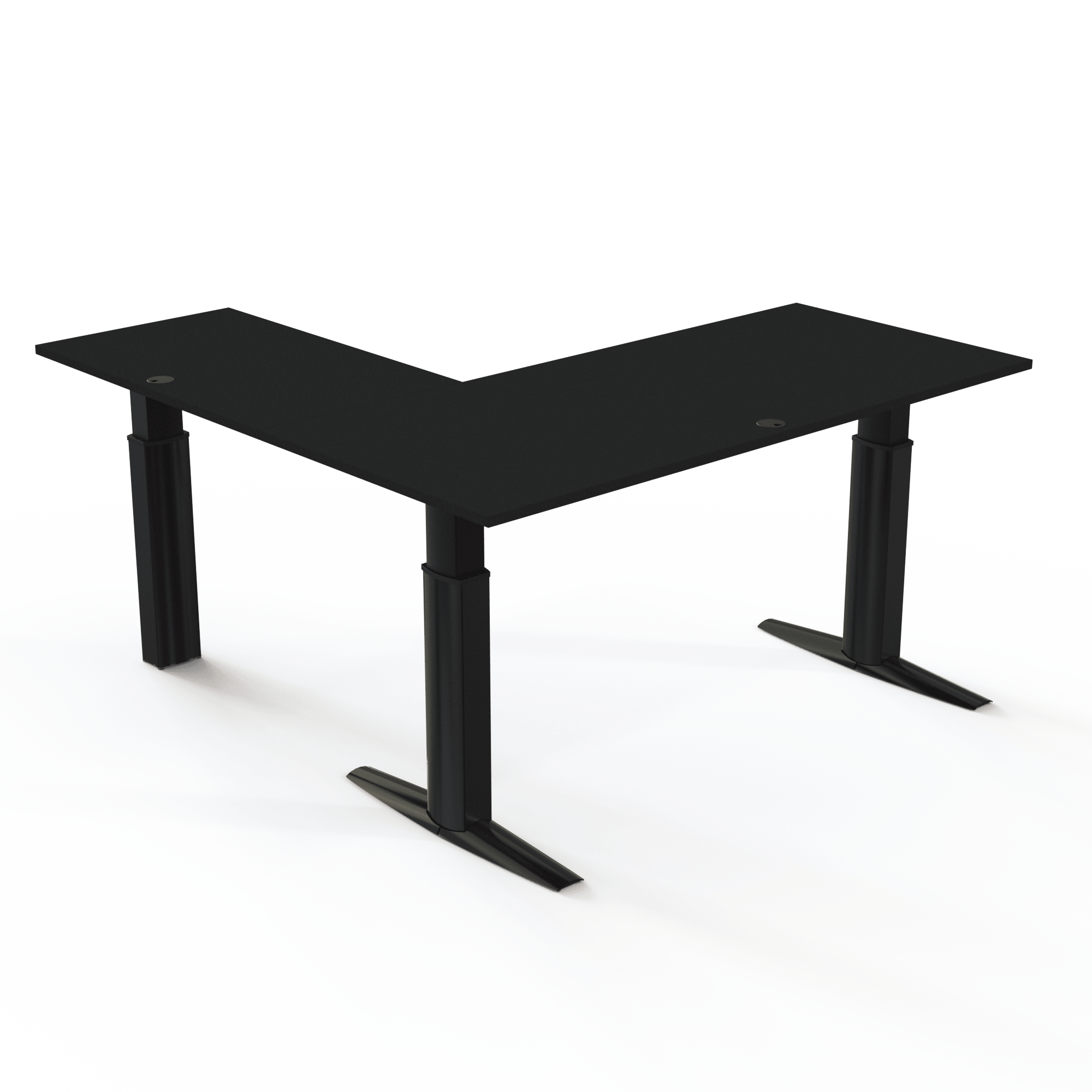 Hæve-/sænkebord | 180x180 cm | Sort  med sort stel