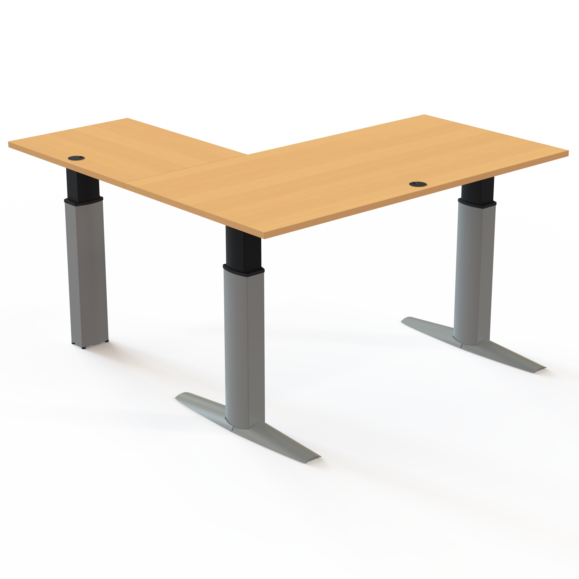 Hæve-/sænkebord | 160x160 cm | Bøg med sølv stel