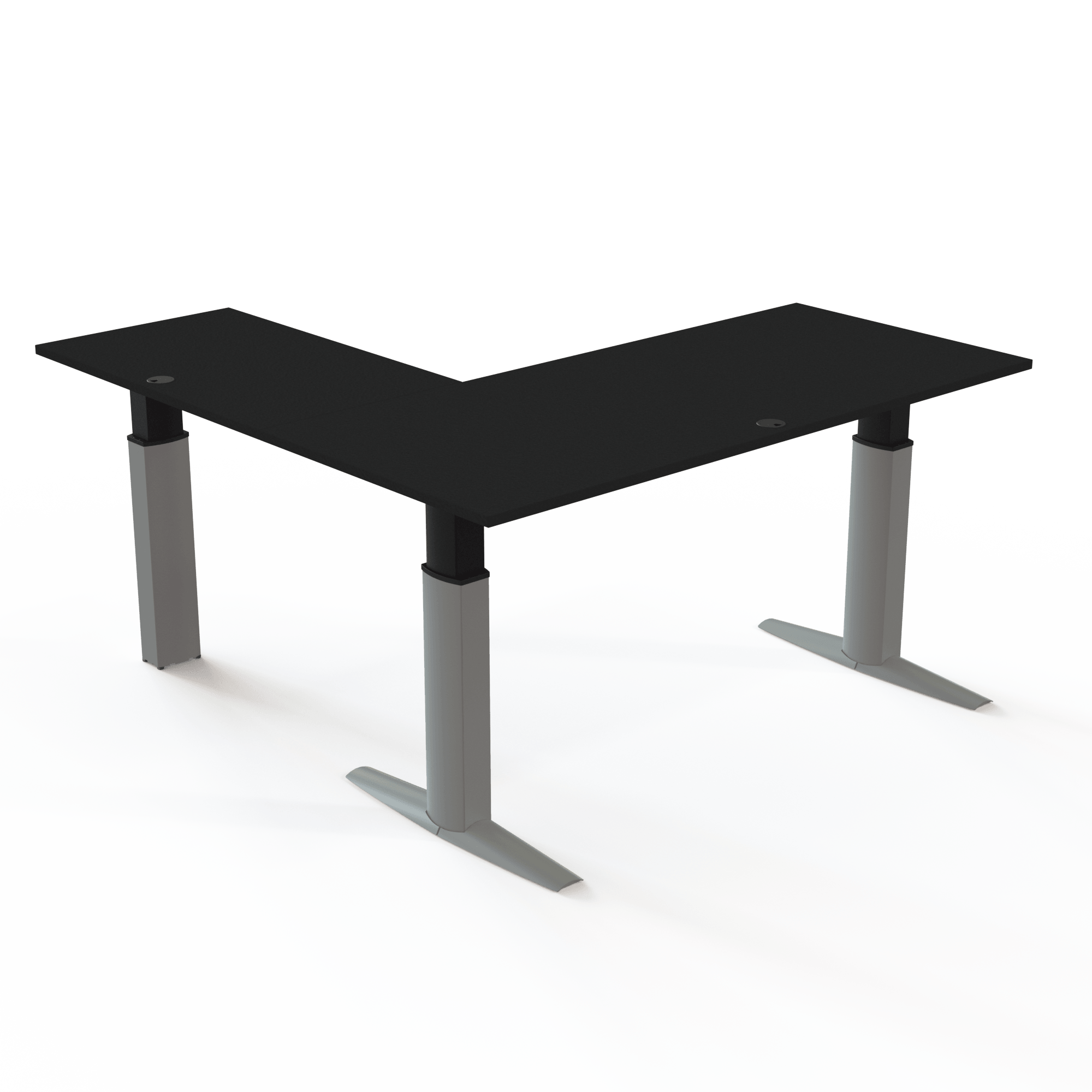 Hæve-/sænkebord | 180x180 cm | Sort  med sølv stel