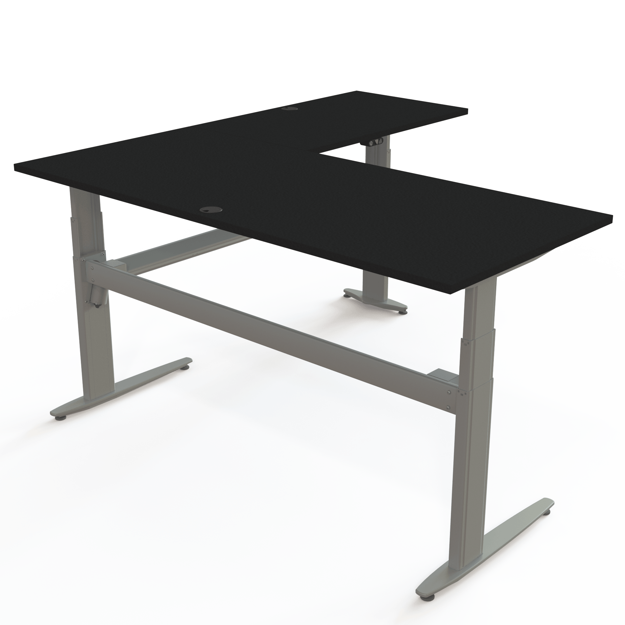 Hæve-/sænkebord | 180x180 cm | Sort  med sølv stel