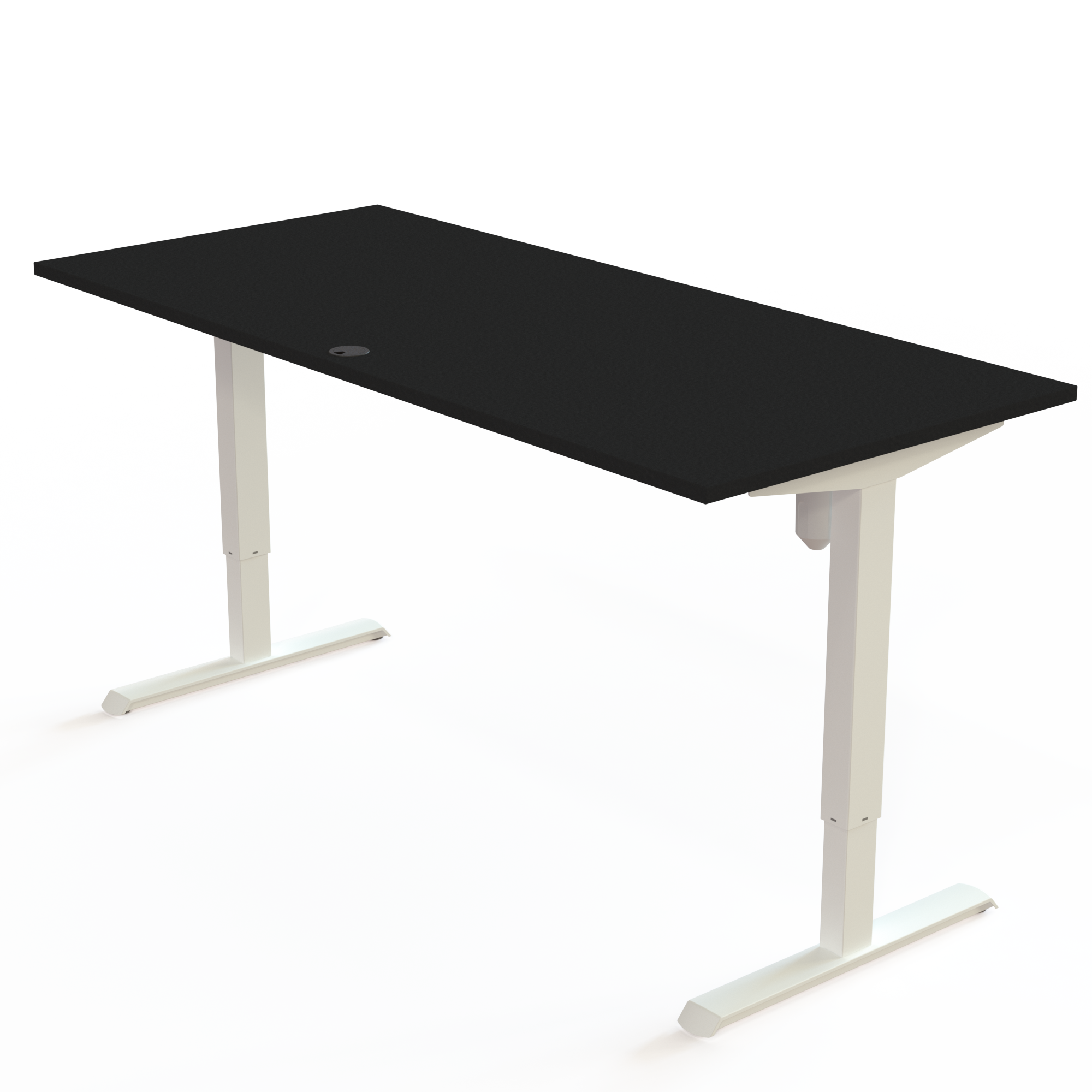 Hæve-/sænkebord | 180x80 cm | Sort  med hvidt stel