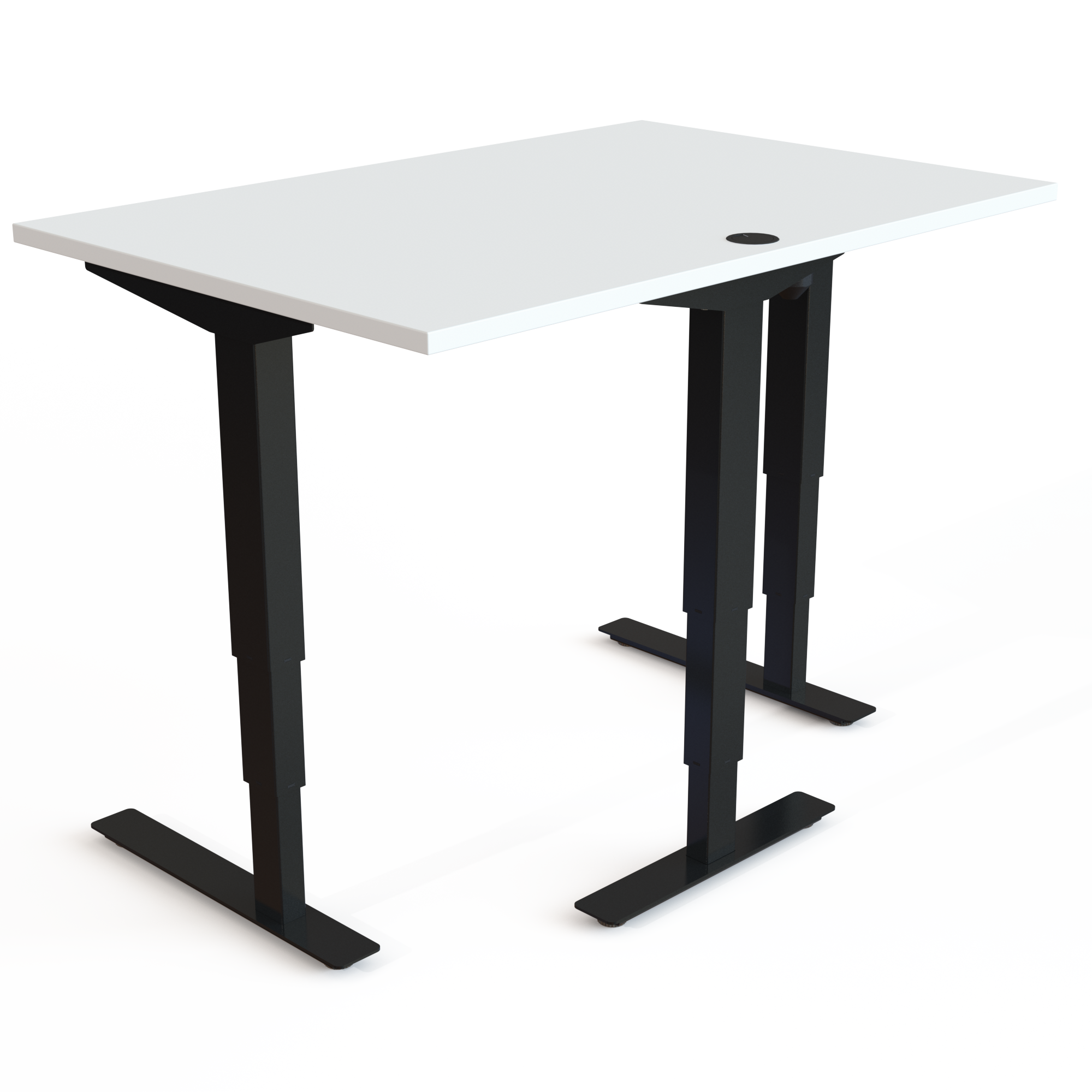 Hæve-/sænkebord | 120x80 cm | Hvid med sort stel