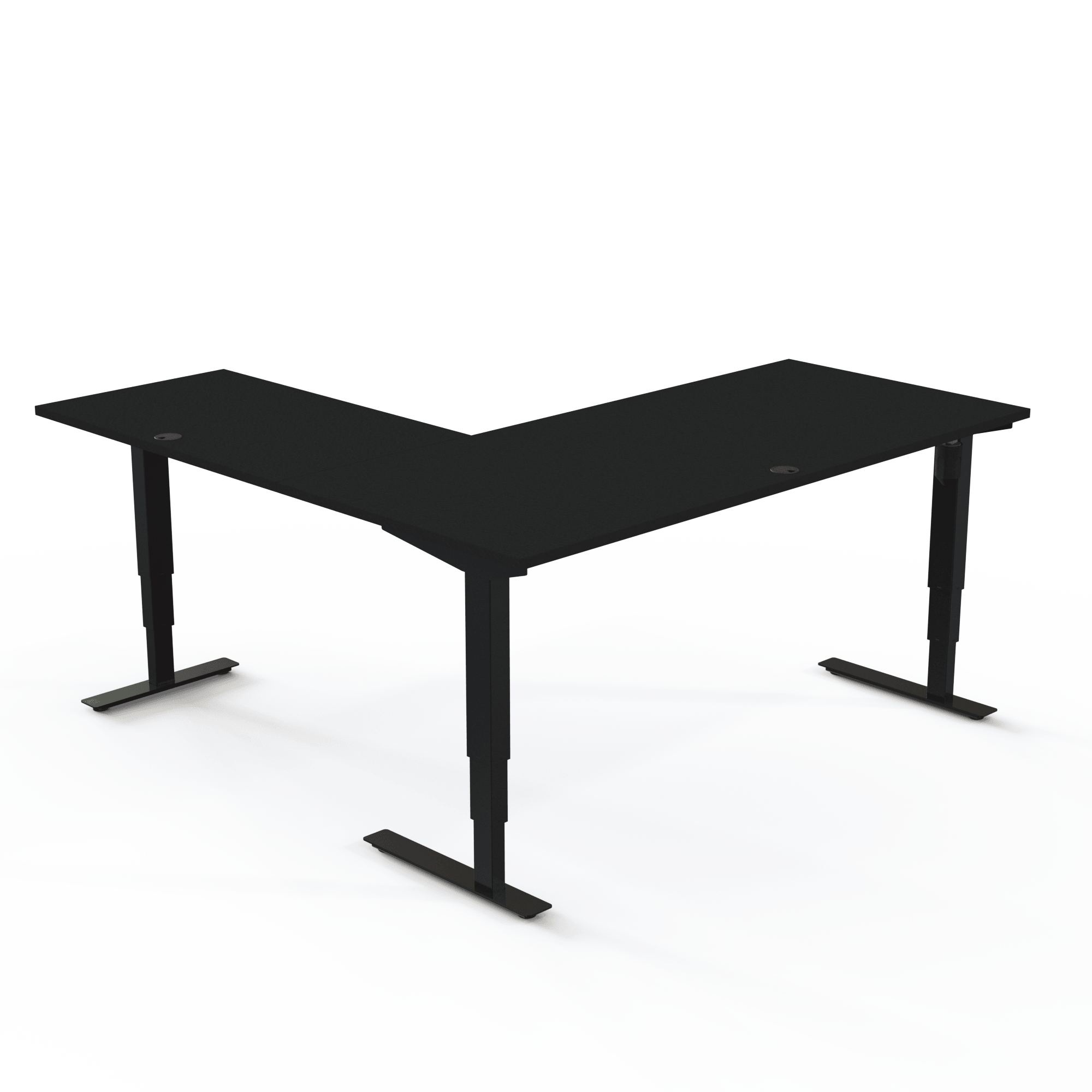 Hæve-/sænkebord | 180x180 cm | Sort  med sort stel