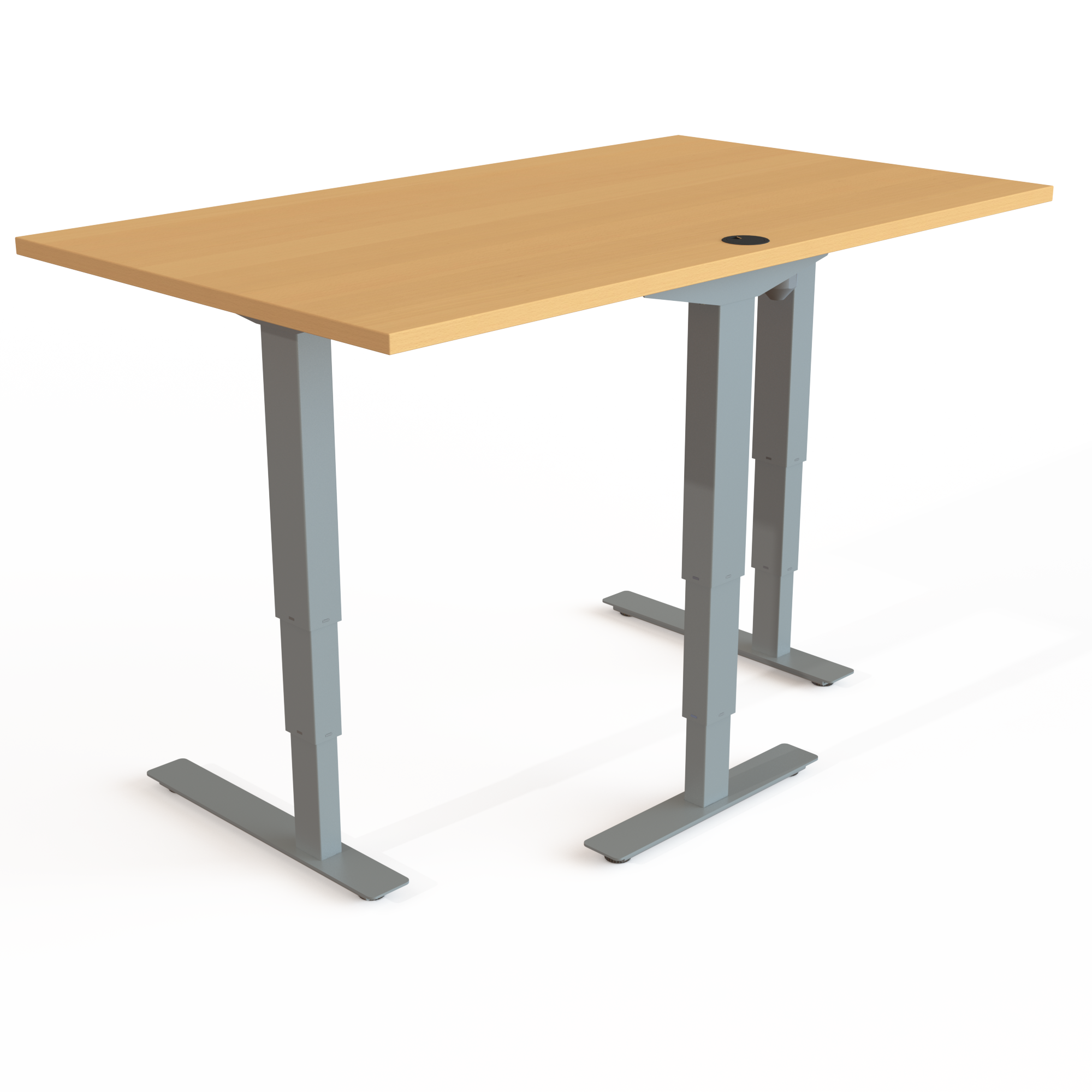 Hæve-/sænkebord | 140x80 cm | Bøg med sølv stel