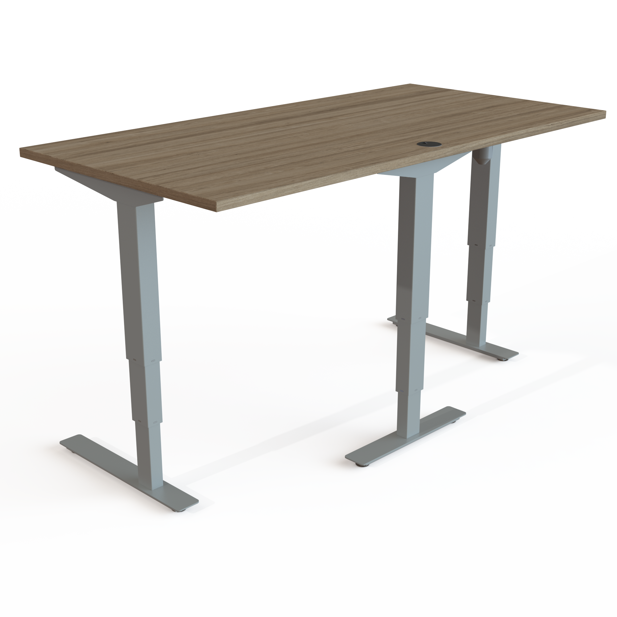 Hæve-/sænkebord | 160x80 cm | Valnød med sølv stel